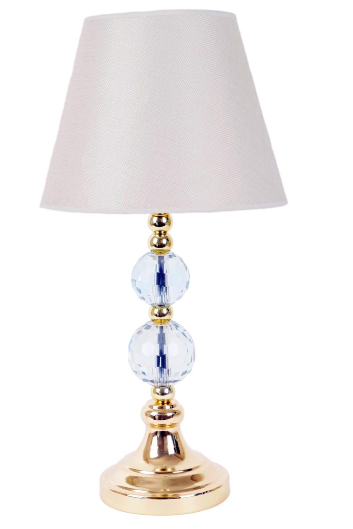 Modern Kristal Ayaklı Kumaş Krem Abajur