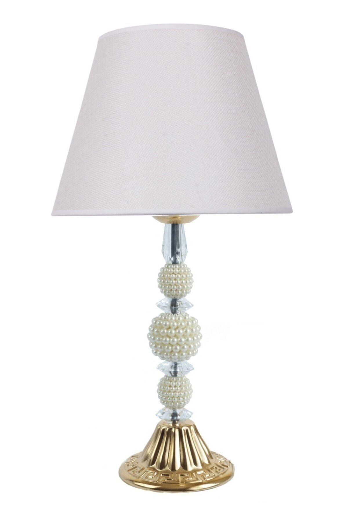 Modern Kristal Ayaklı Kumaş Krem Abajur
