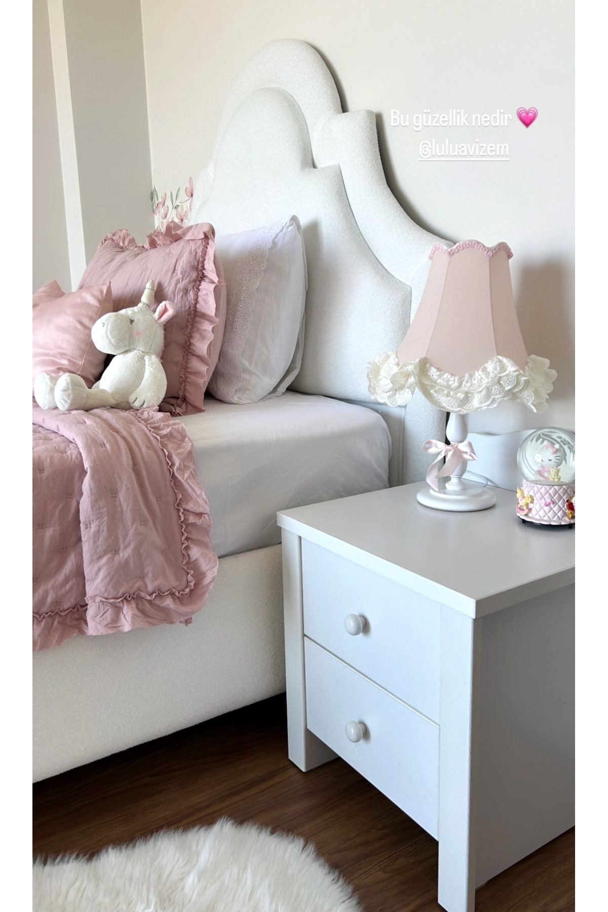 Luluavizem Fisto Detay Toz Pembe Abajur 1 Modern Kumaş Pembe