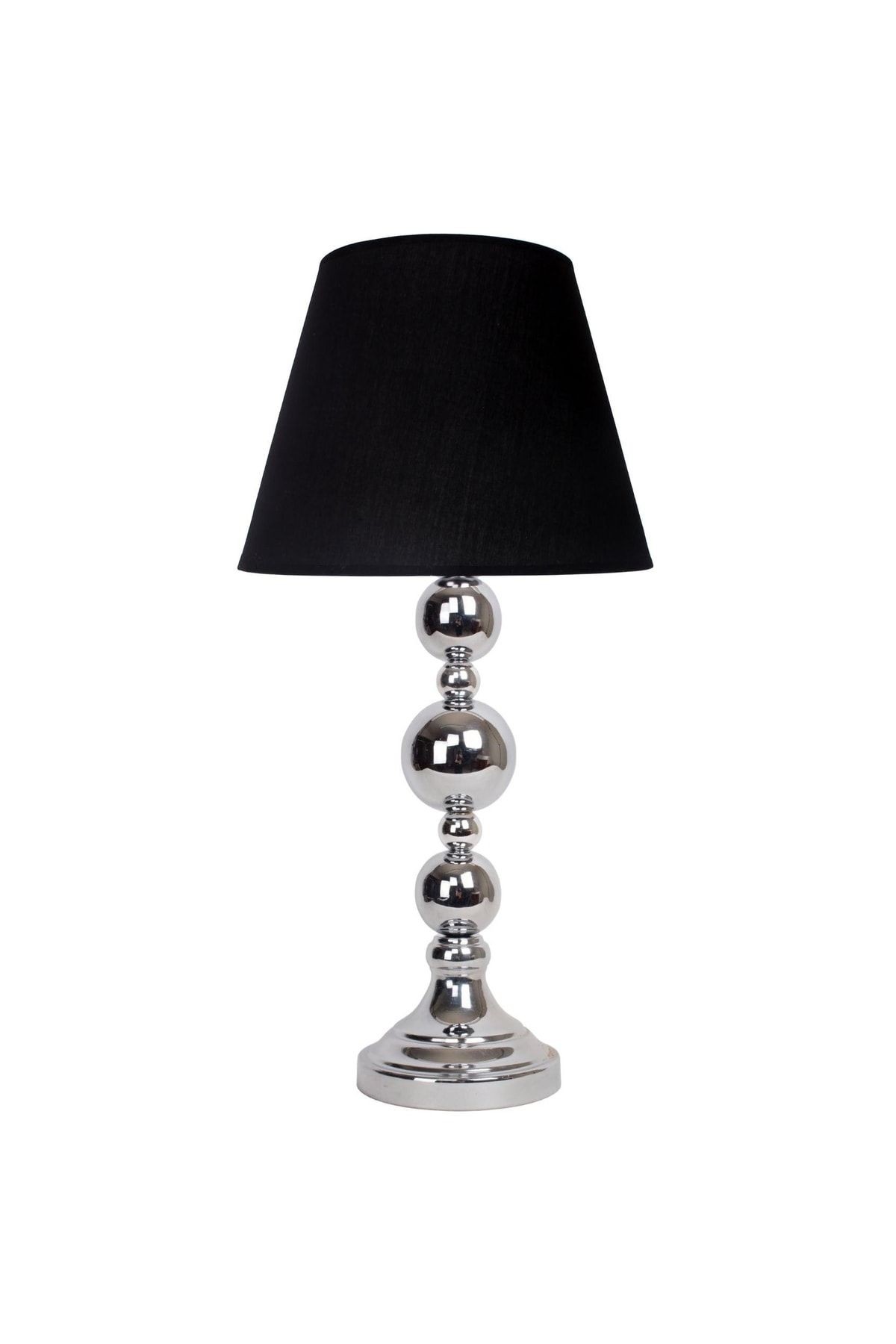 Modern Metal Top Gümüş Ayaklı Kumaş Siyah Abajur Abd0203