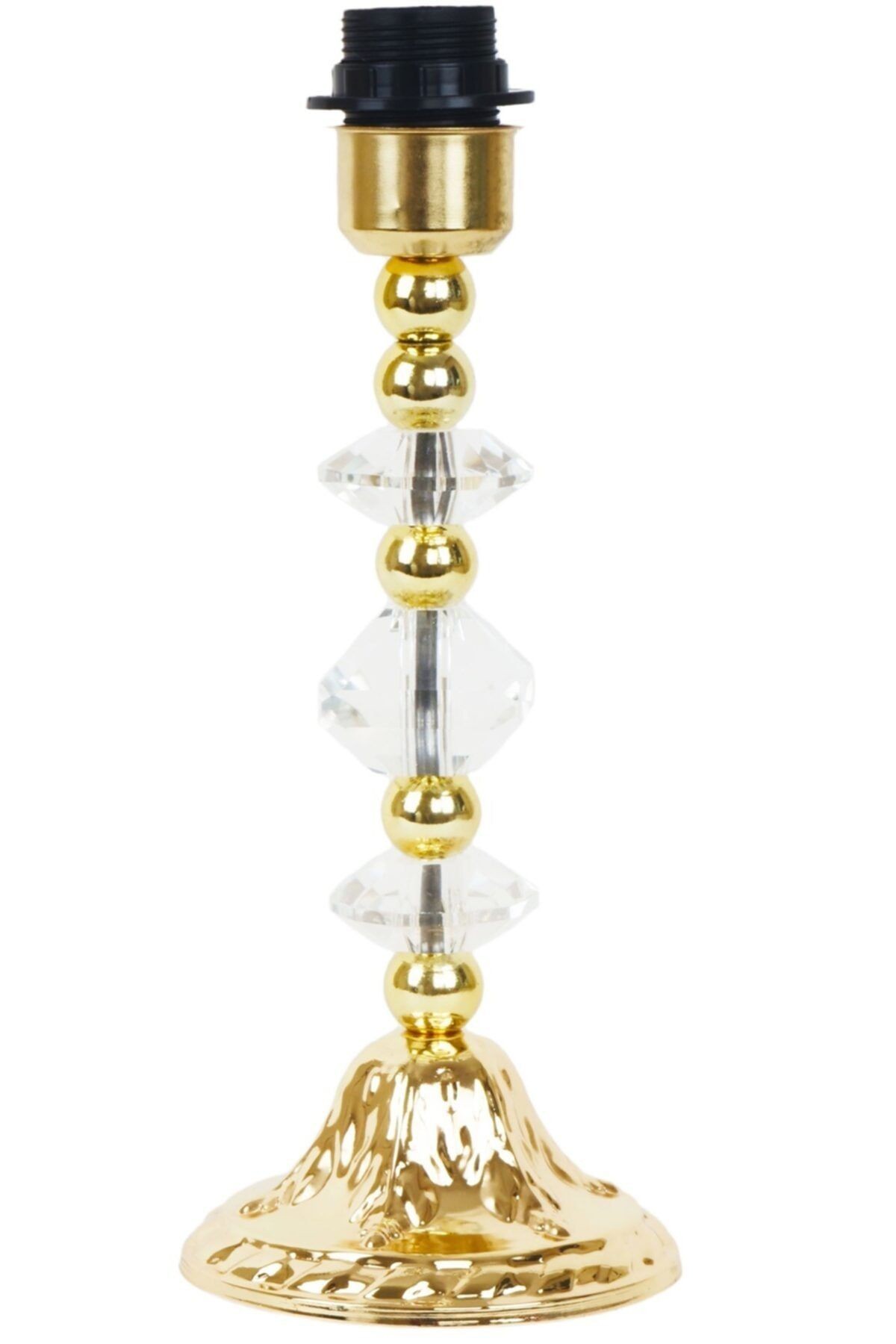 Modern Gold Kristal Ayak Kumaş Vizon Abajur