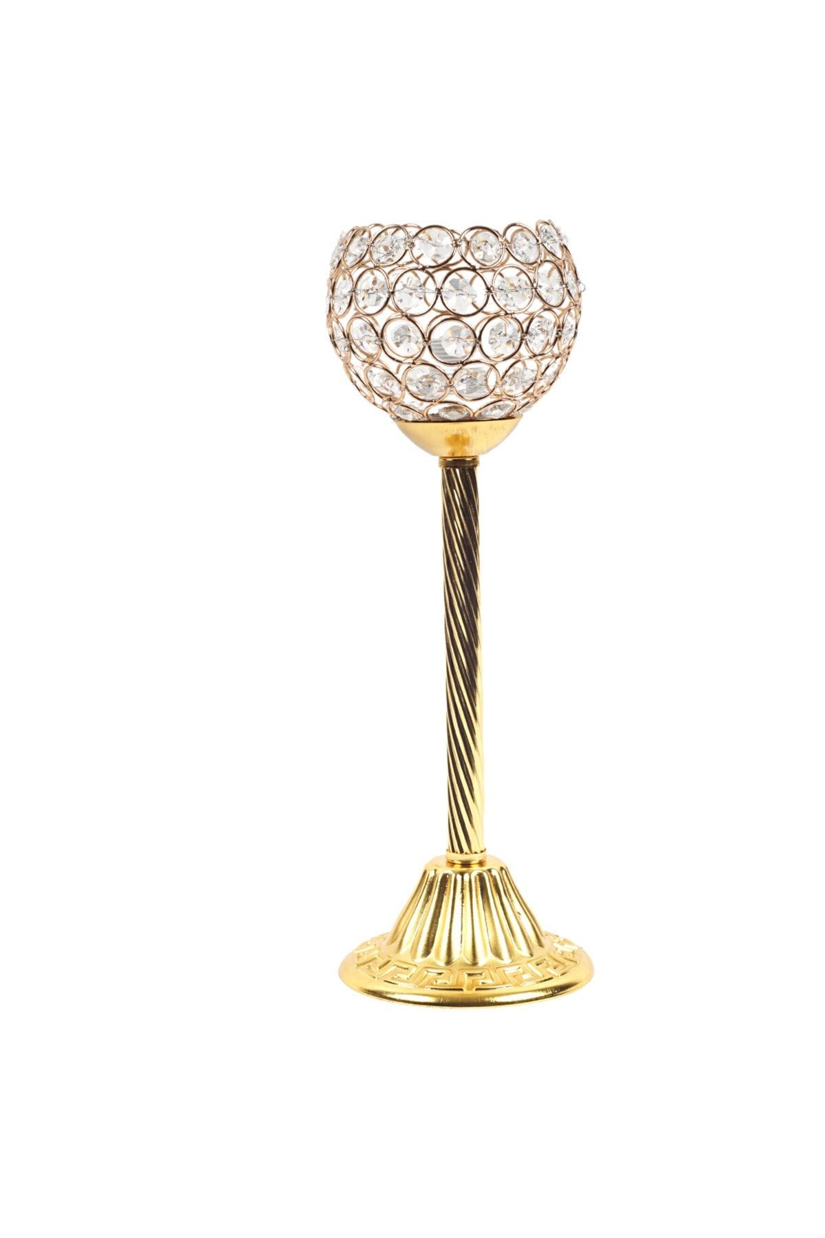 Kristal Şapka Gold Metal Şamdan