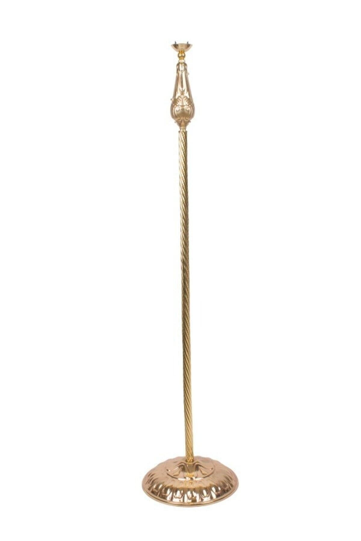 Gold Metal Ayak Hürrem Renk Kadife Kaplı Lambader Vintage