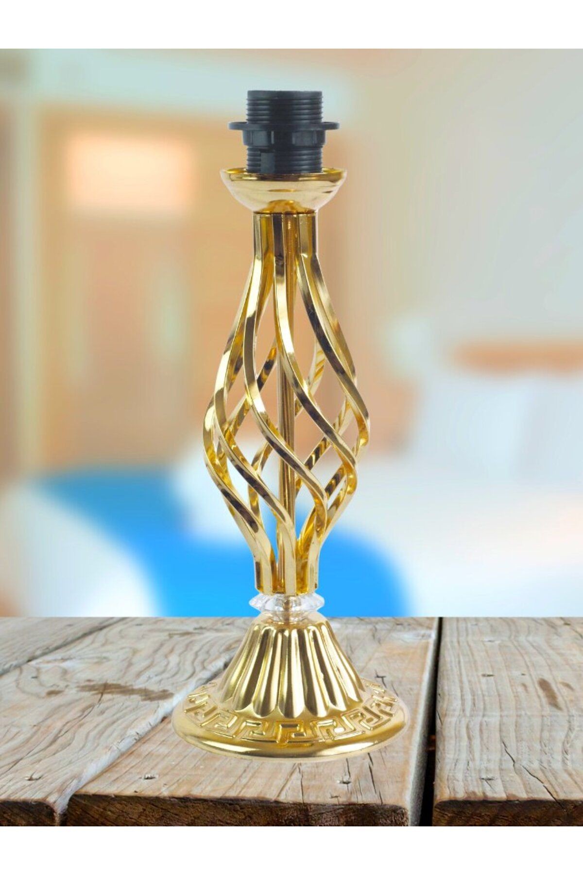 Vizon Kadife Kaplı Dantel Süsleme Gold Sarkan Vintage Abajur 30x50cm AB1006