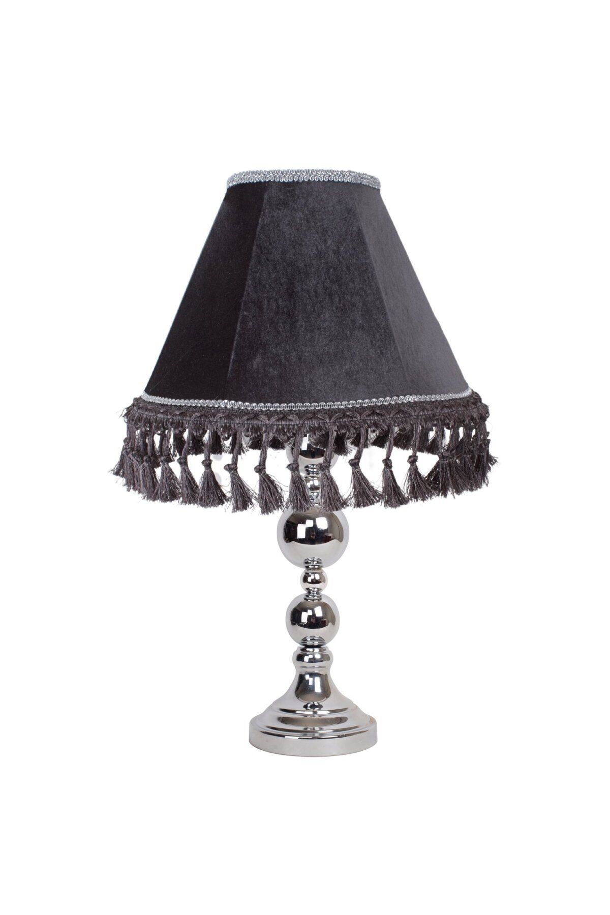 Füme Kadife Vintage Abajur Kaplama Metal Ayak AB07504