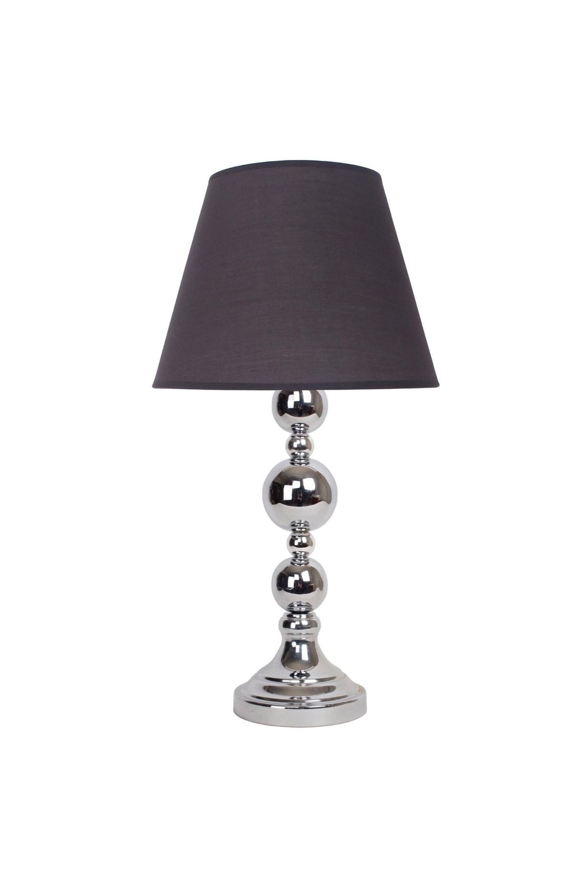 Modern Metal Top Gümüş Ayaklı Kumaş Füme Abajur