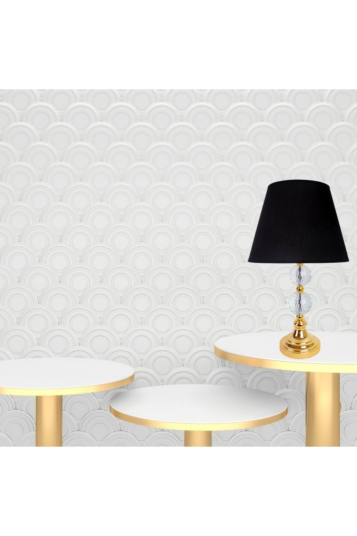 Modern Kristal Gold Metal Ayaklı Kumaş Siyah Abajur Abd0077