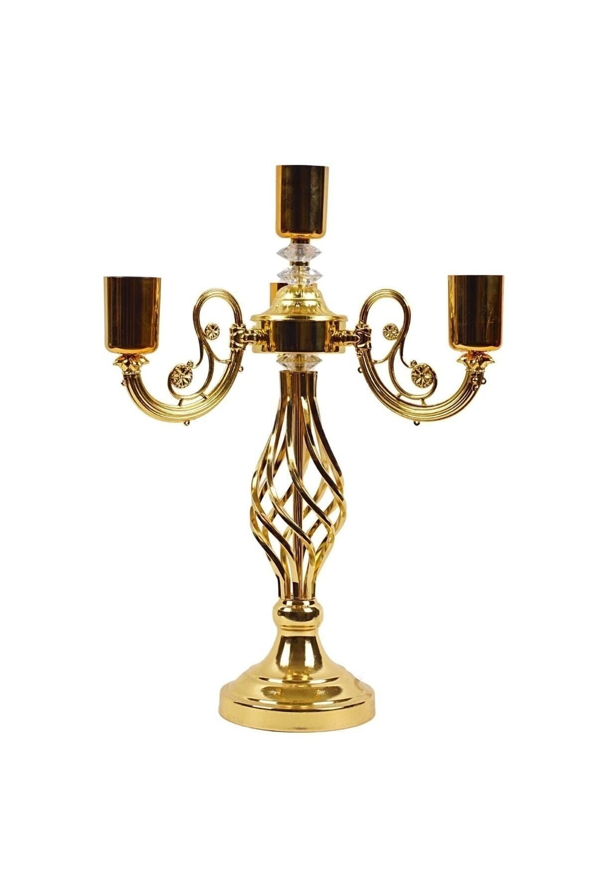 Dört Kollu Gold Metal Şamdan