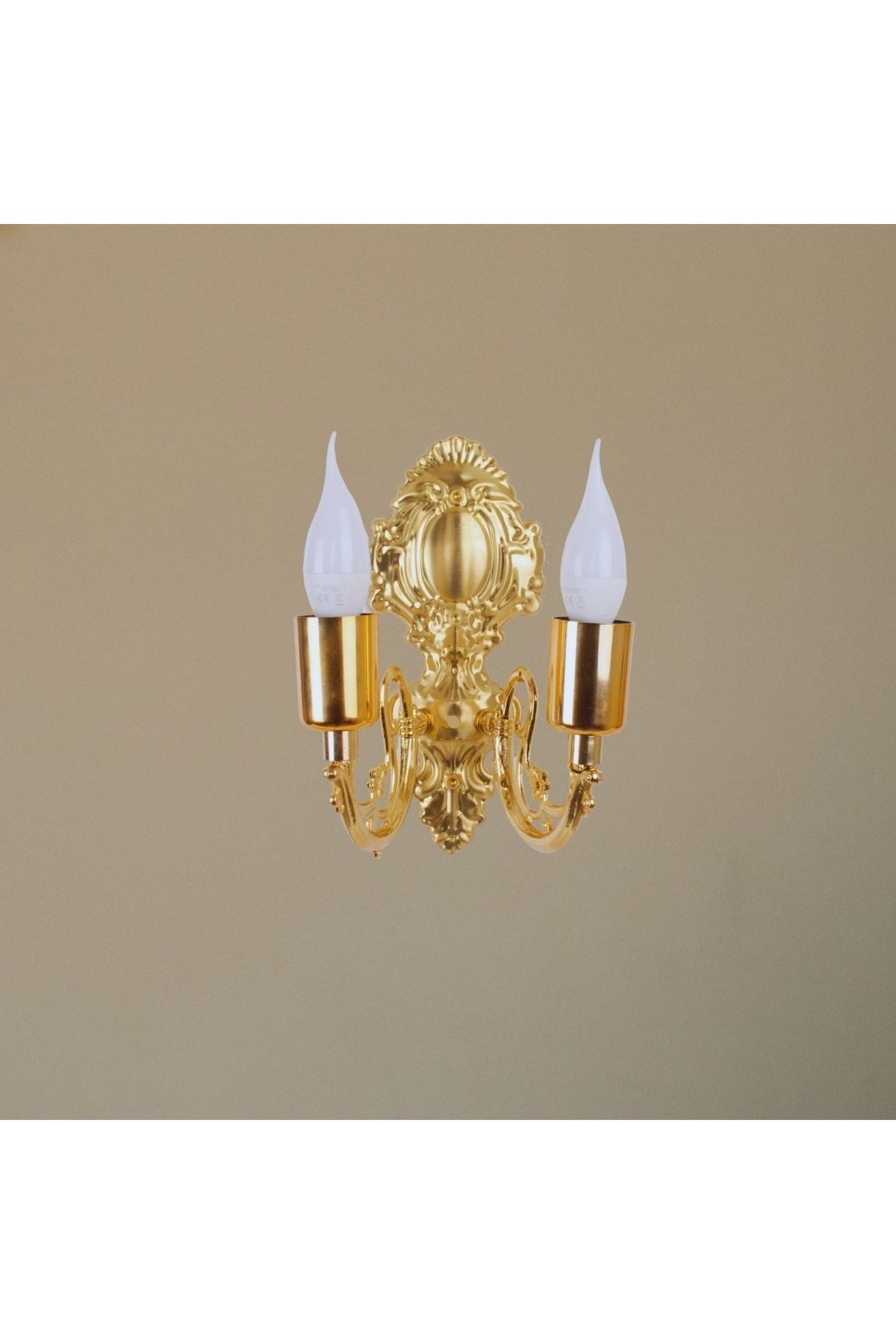 Metal Gold Kaplama Duvar Aplik Iki Kollu Klasik Saray Model Ap0001