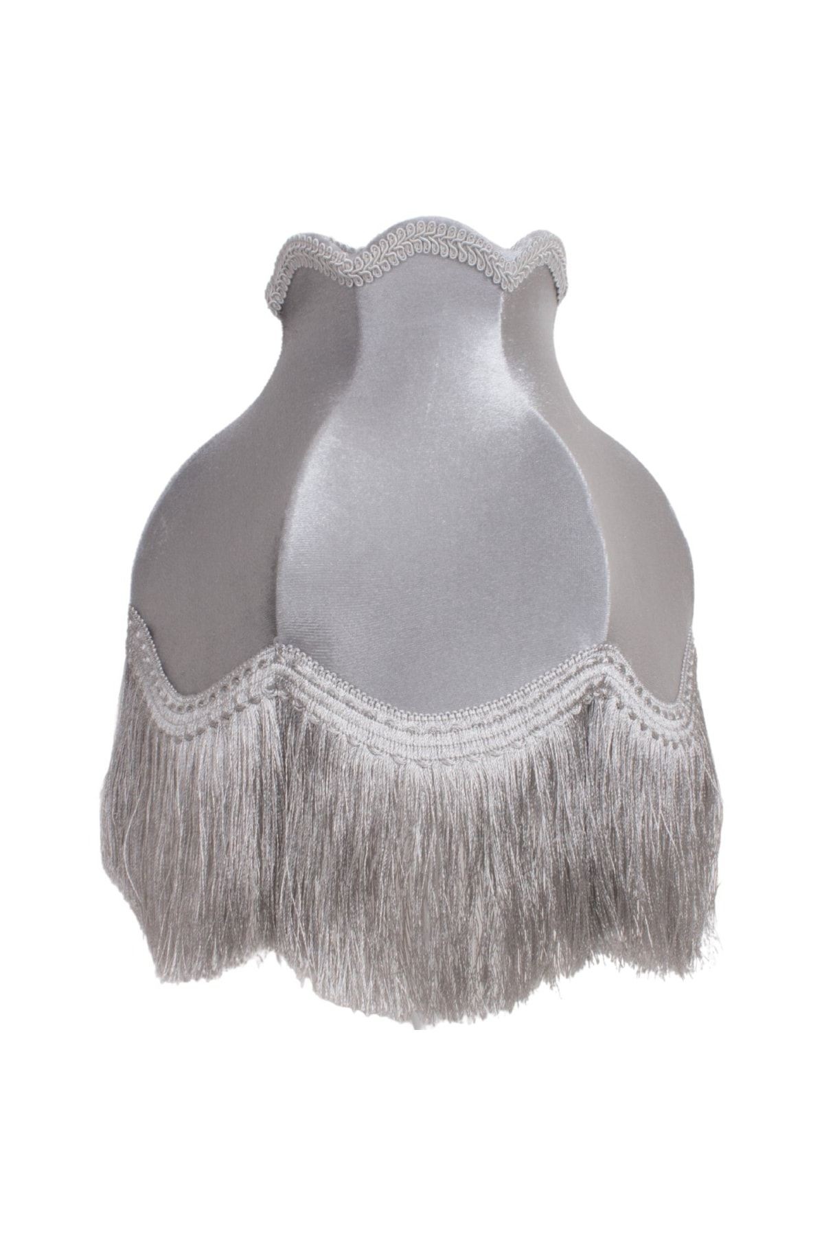 Gri Kadife Kaplı Gümüş Ayak Vintage Abajur Ab0815