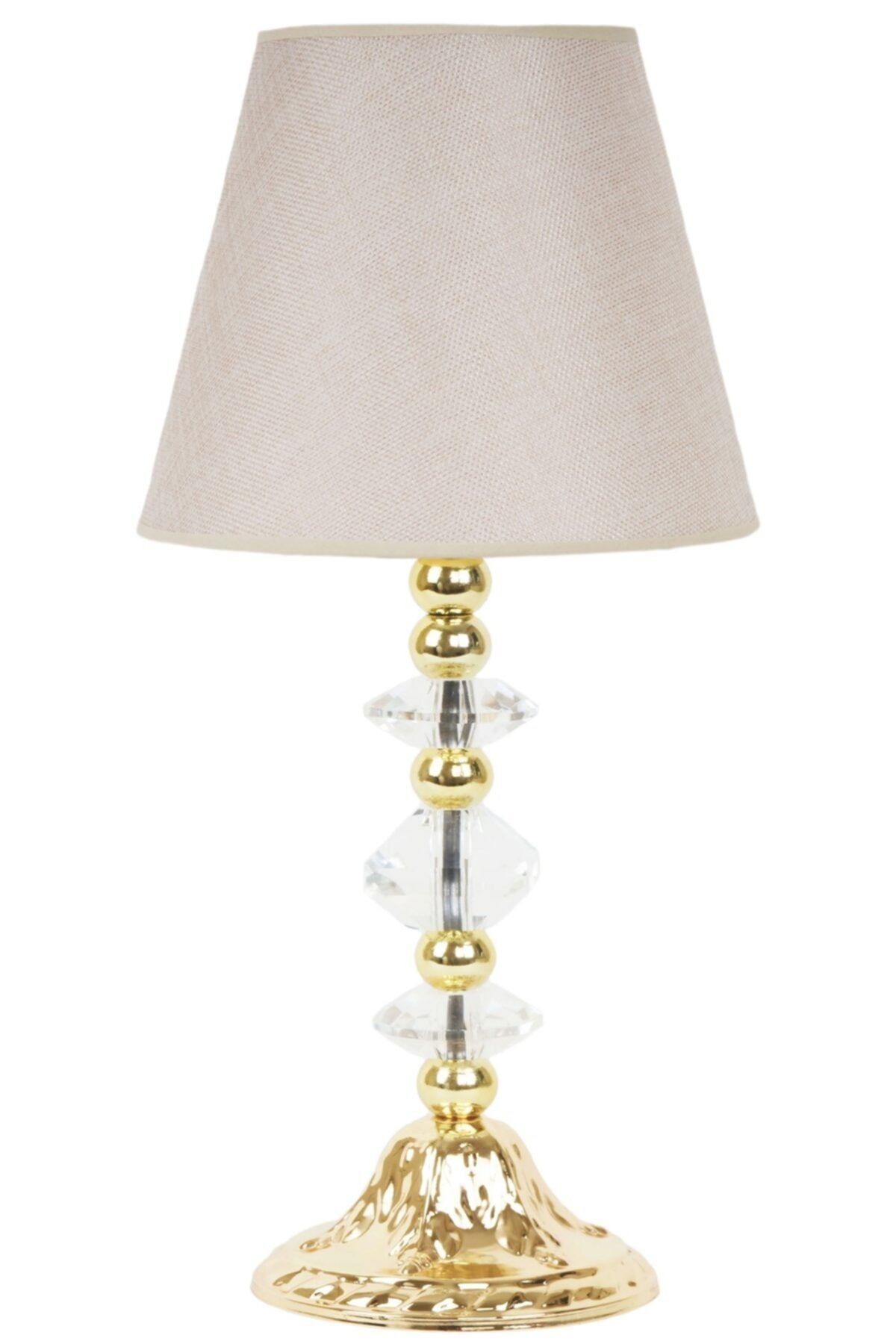 Modern Gold Kristal Ayak Kumaş Vizon Abajur