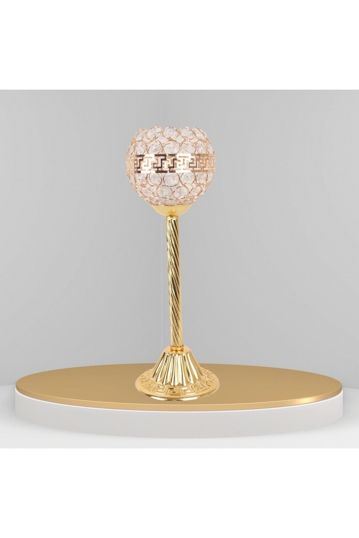 Kristal Şapka Gold Metal Şamdan Saray Model Elektrikli sm0005