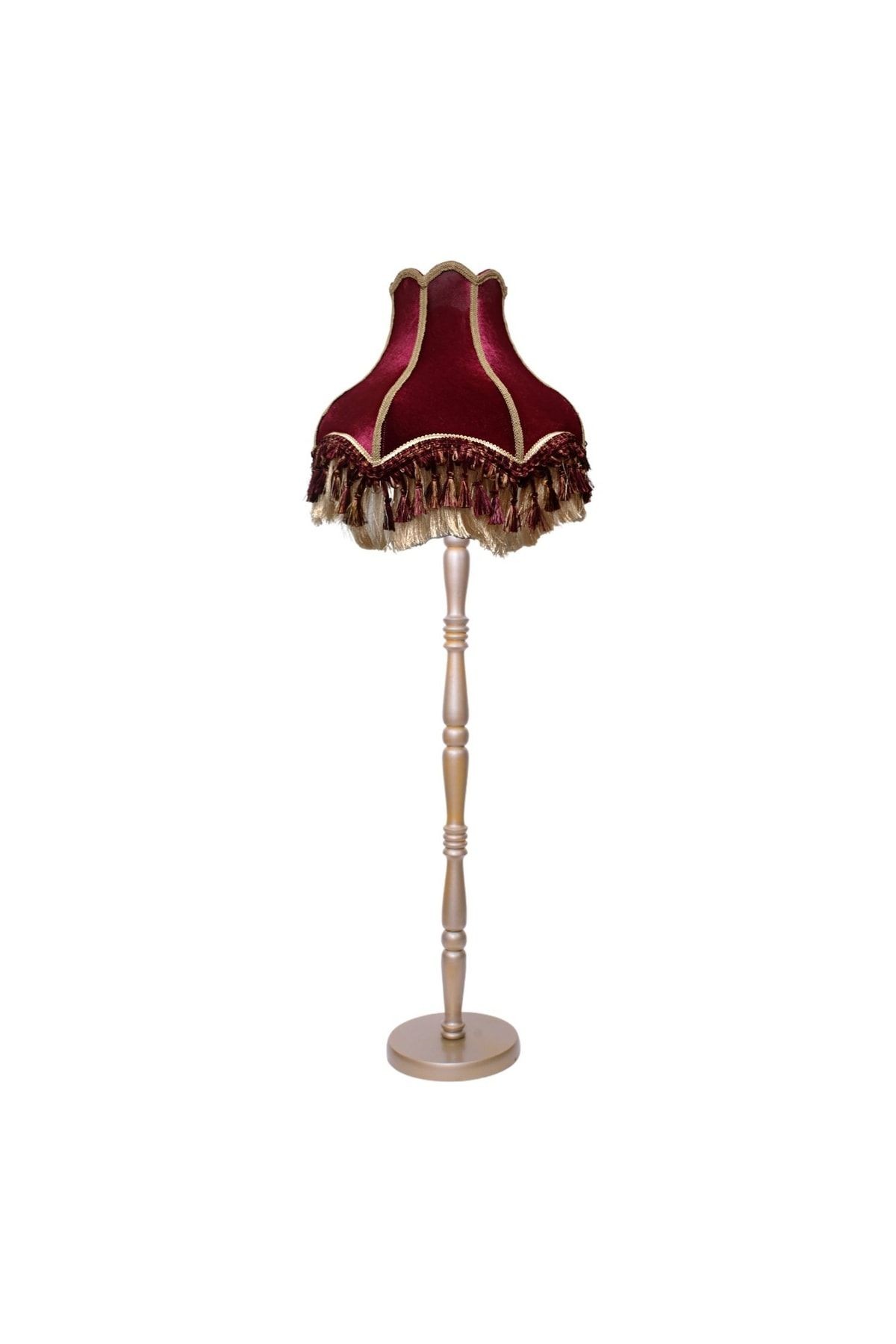 Bordo Vintage Lambader Kadife Kumaş Kaplama Ahşap Gold Kaplama Ayak Lm0122