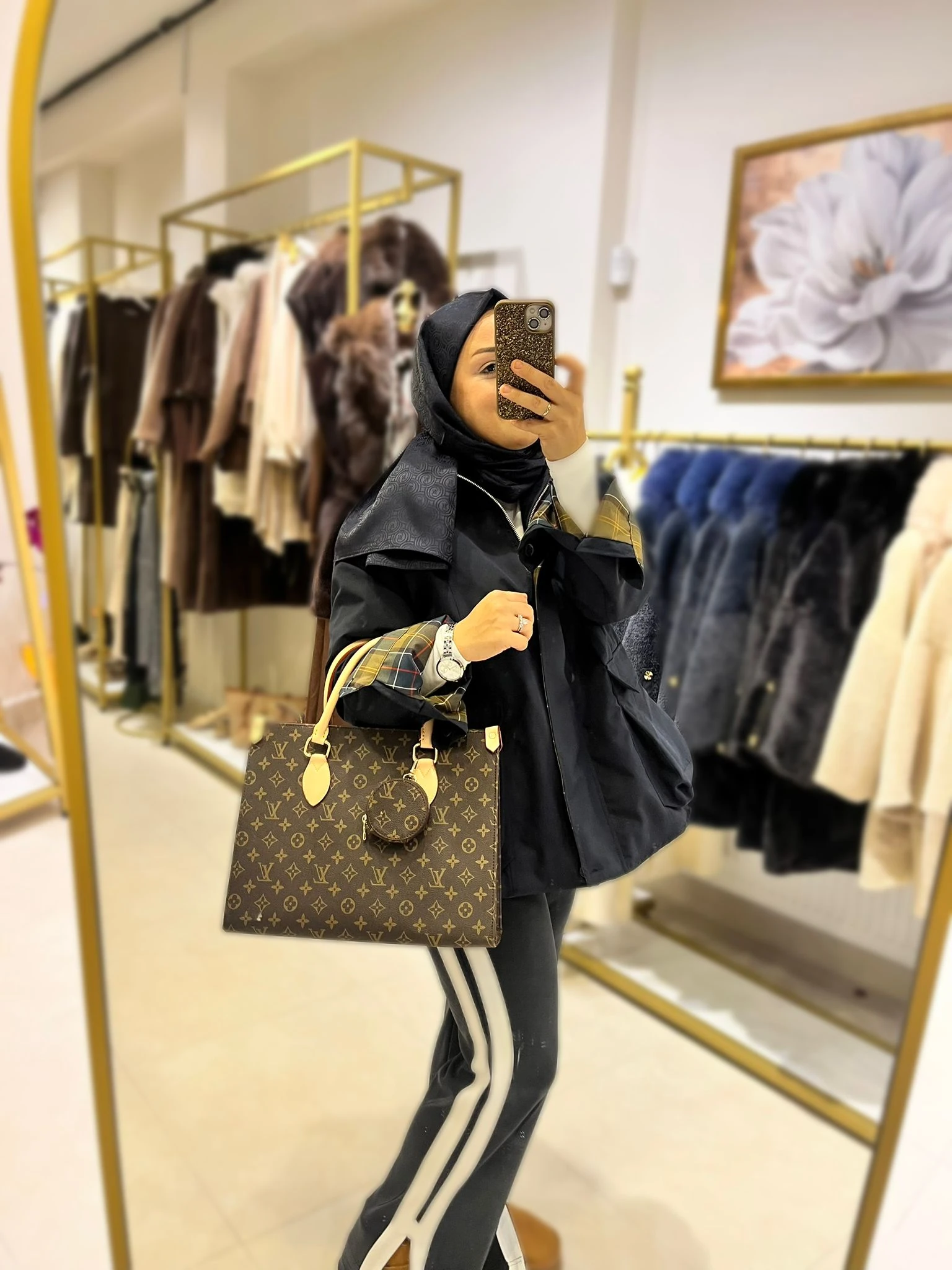 Ekose Kol Detaylı Ceket Lacivert