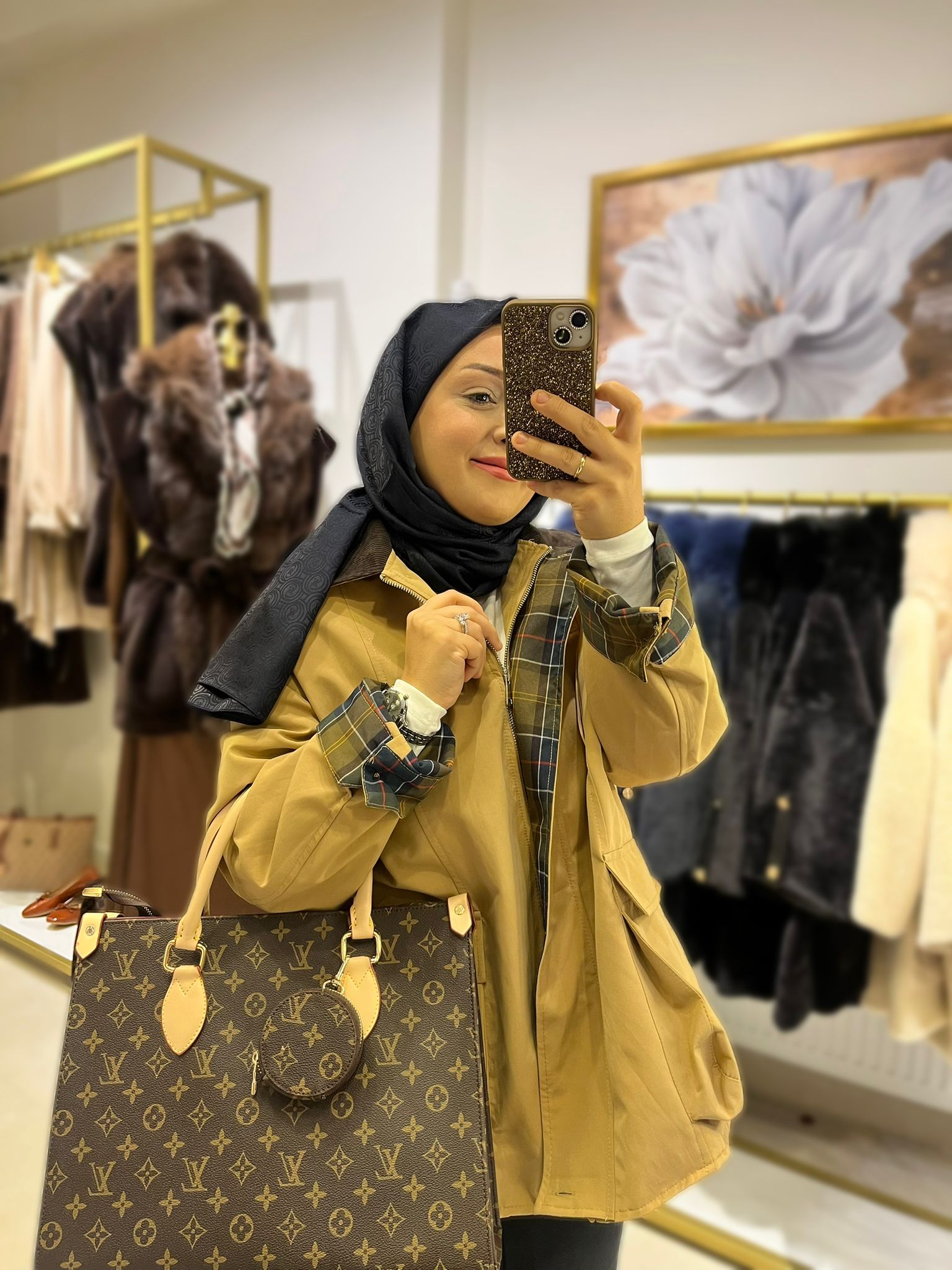 Ekose Detaylı Ceket Cappuccino