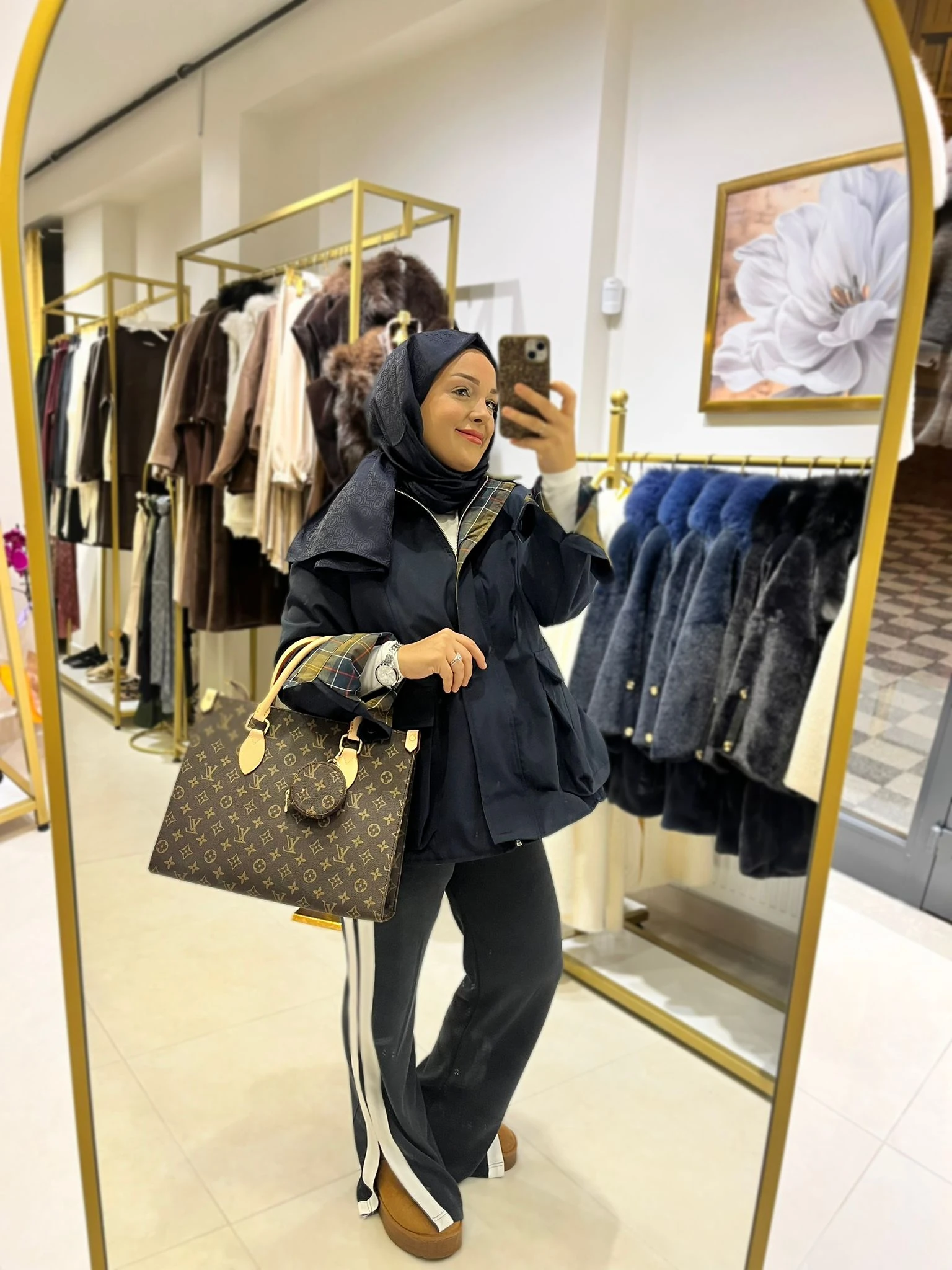 Ekose Kol Detaylı Ceket Lacivert