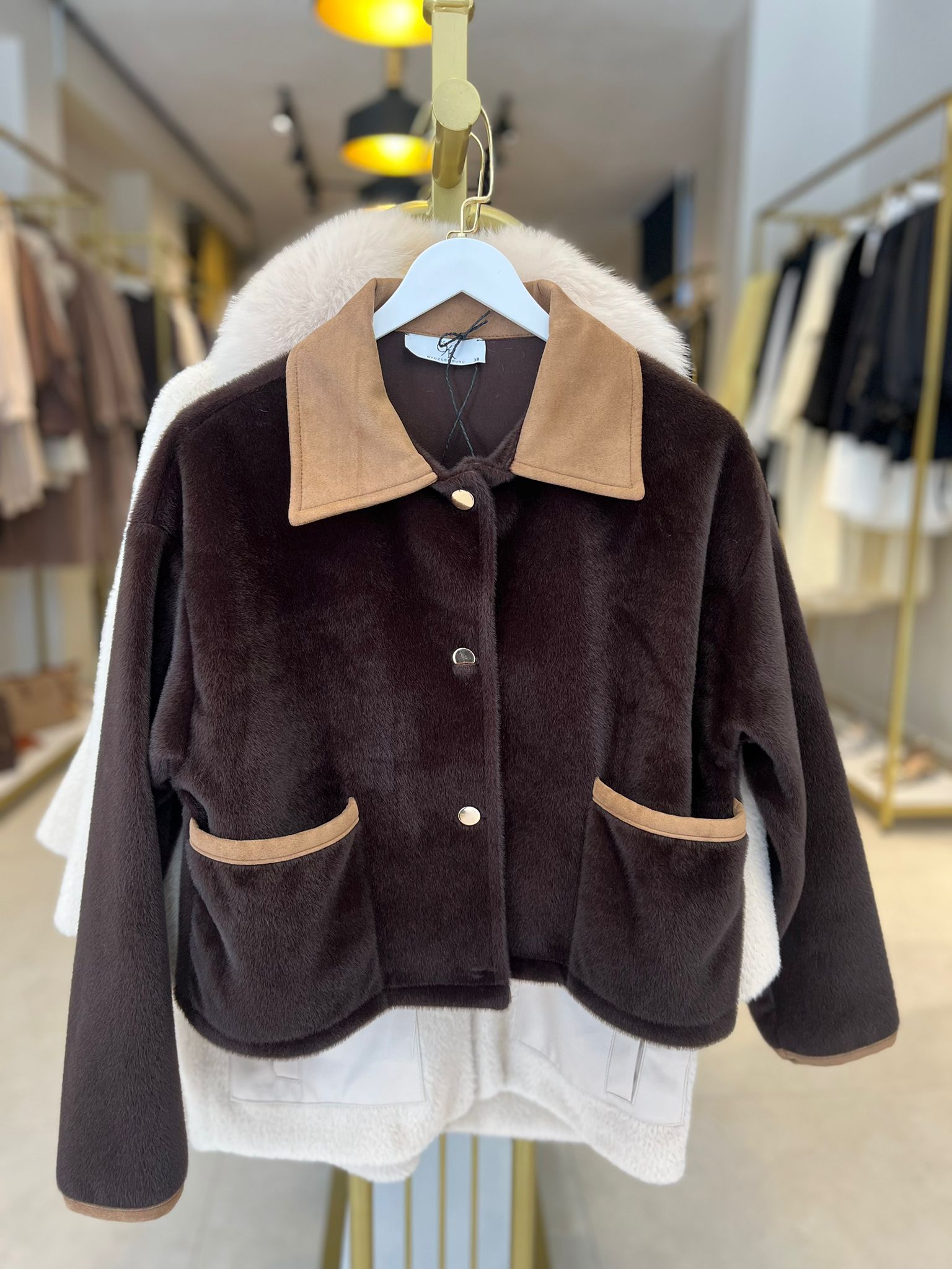 Süet Yaka Detaylı Kahve Ceket