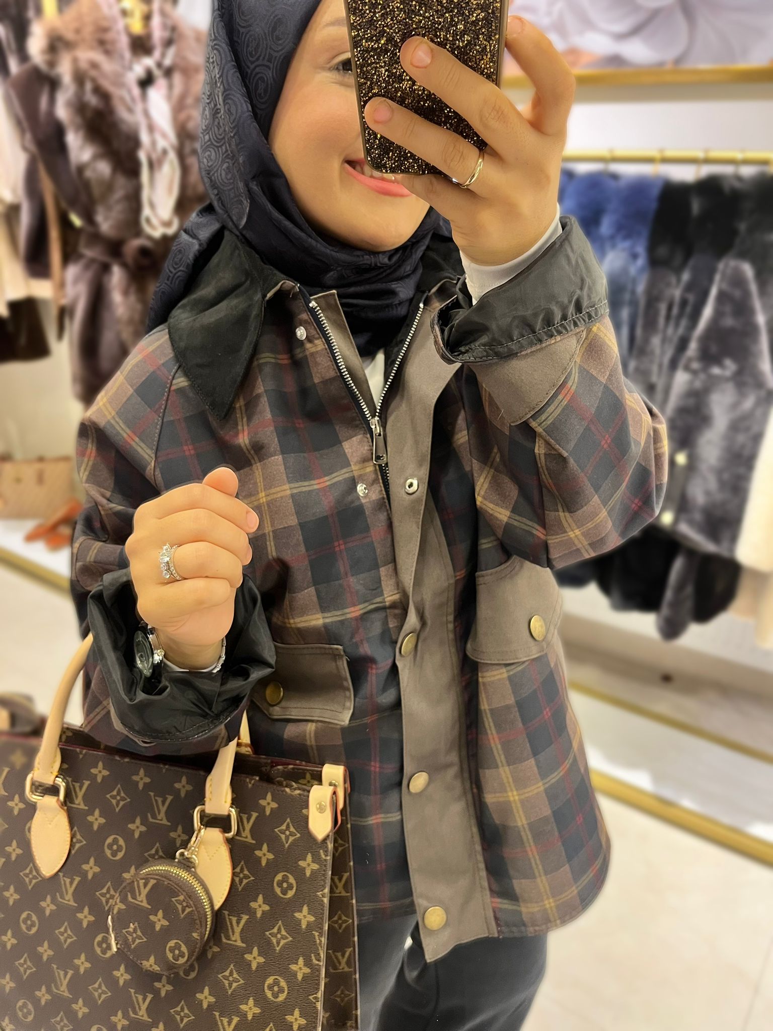 Ekose Detaylı Ceket