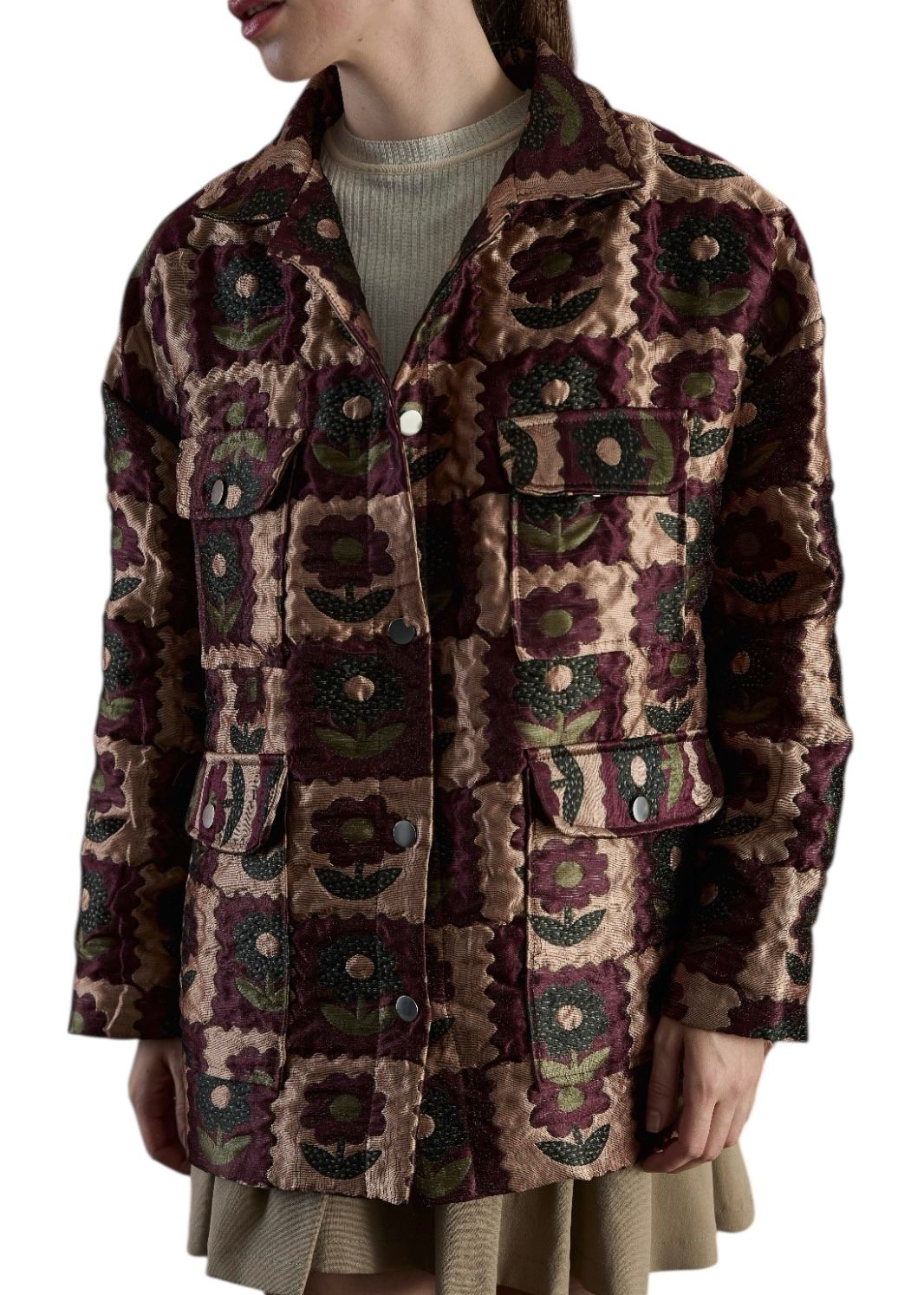 Fidelya Jakar Ceket - Bordo