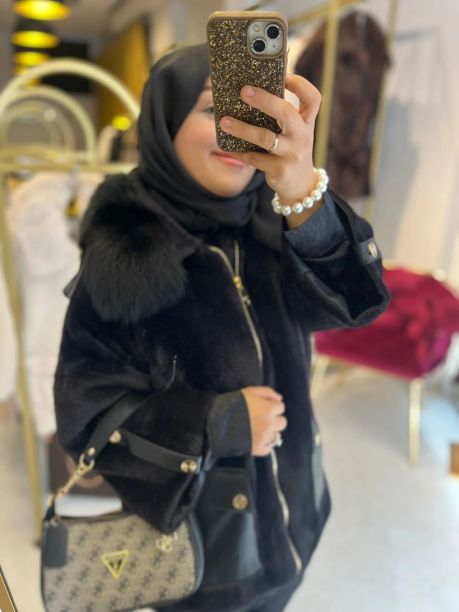 Angora Kürk Kaban Siyah