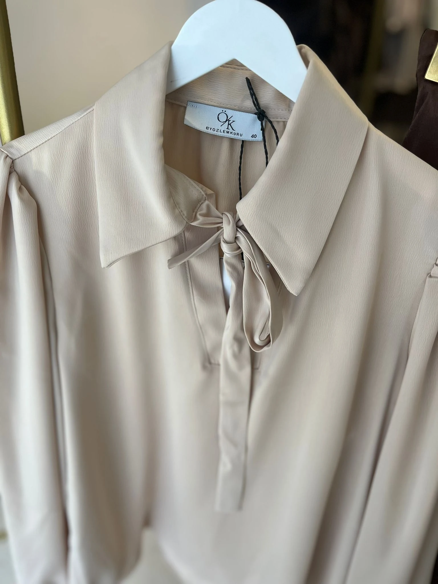 Vizon Fiyonk Detaylı Saten Bluz