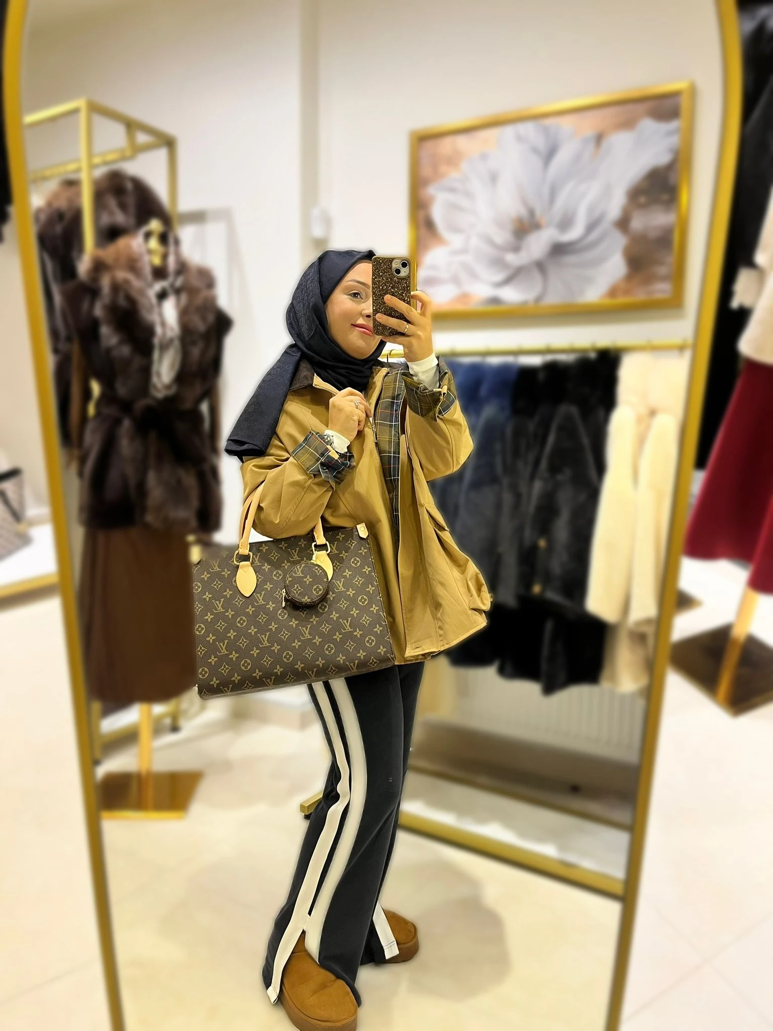 Ekose Detaylı Ceket Cappuccino