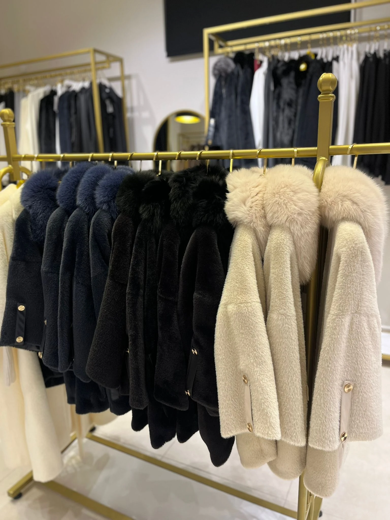 Angora Kürk Kaban Ekru