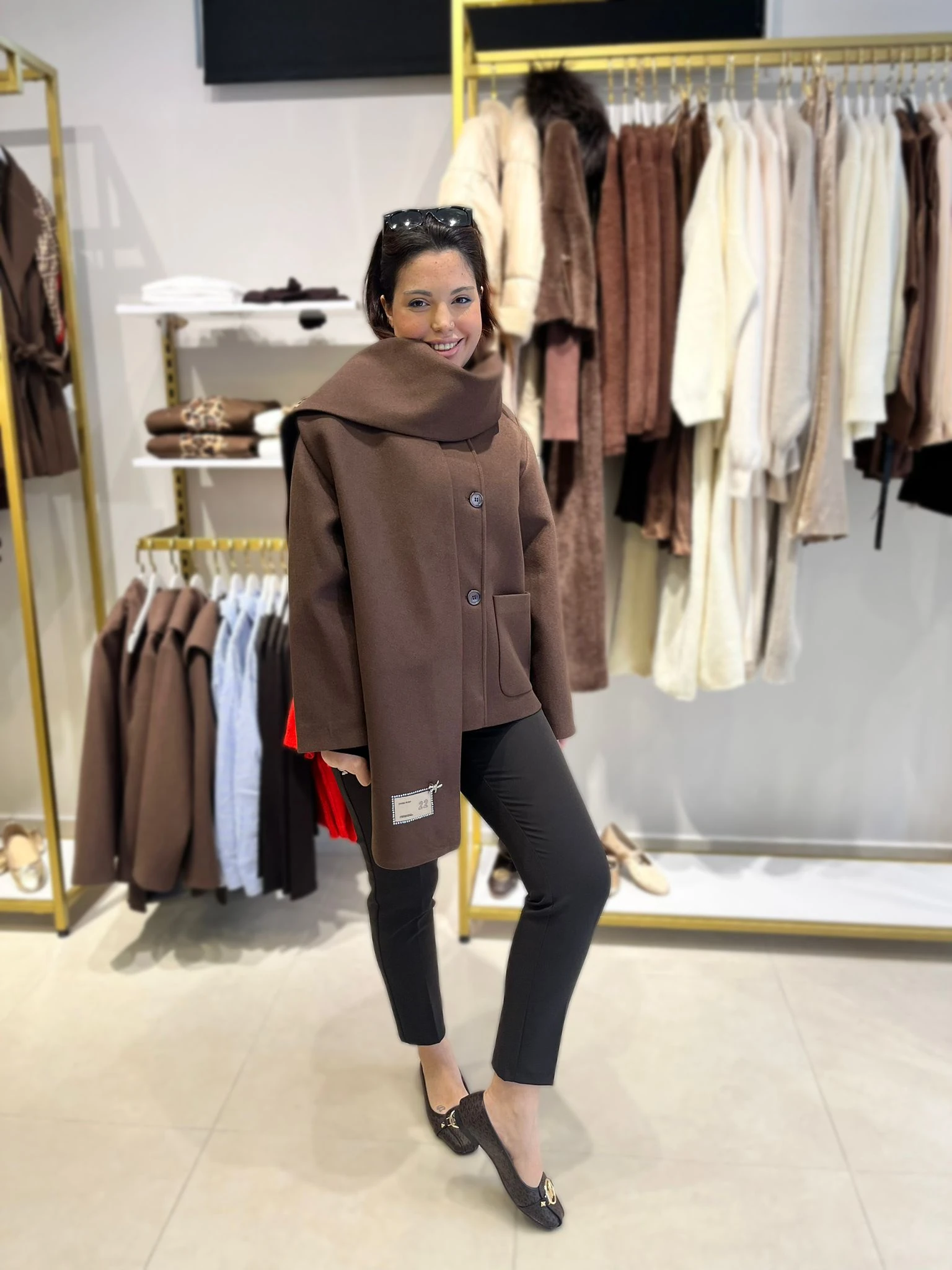 Atkı Detaylı Kahve Kaban