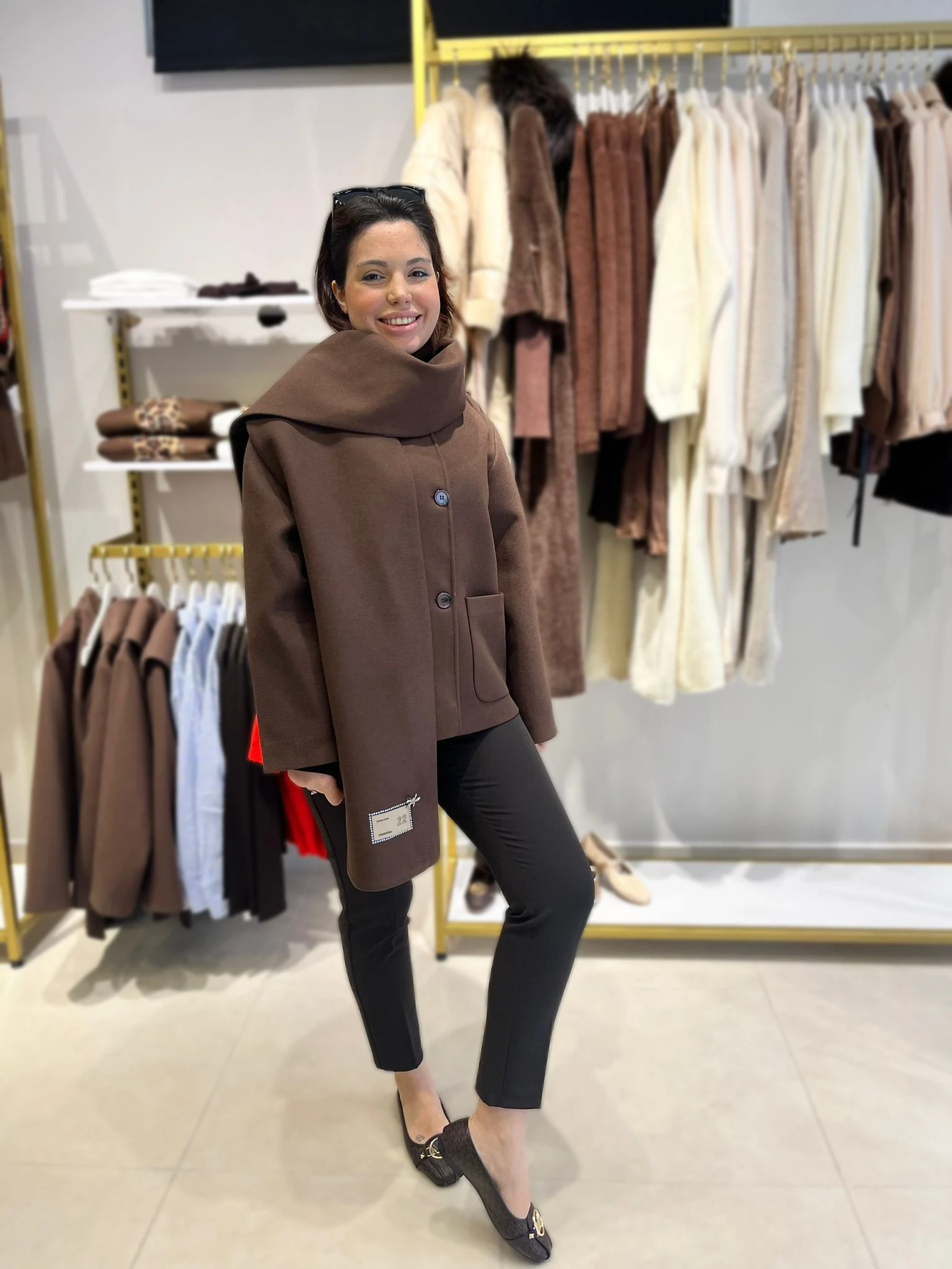 Atkı Detaylı Kahve Kaban