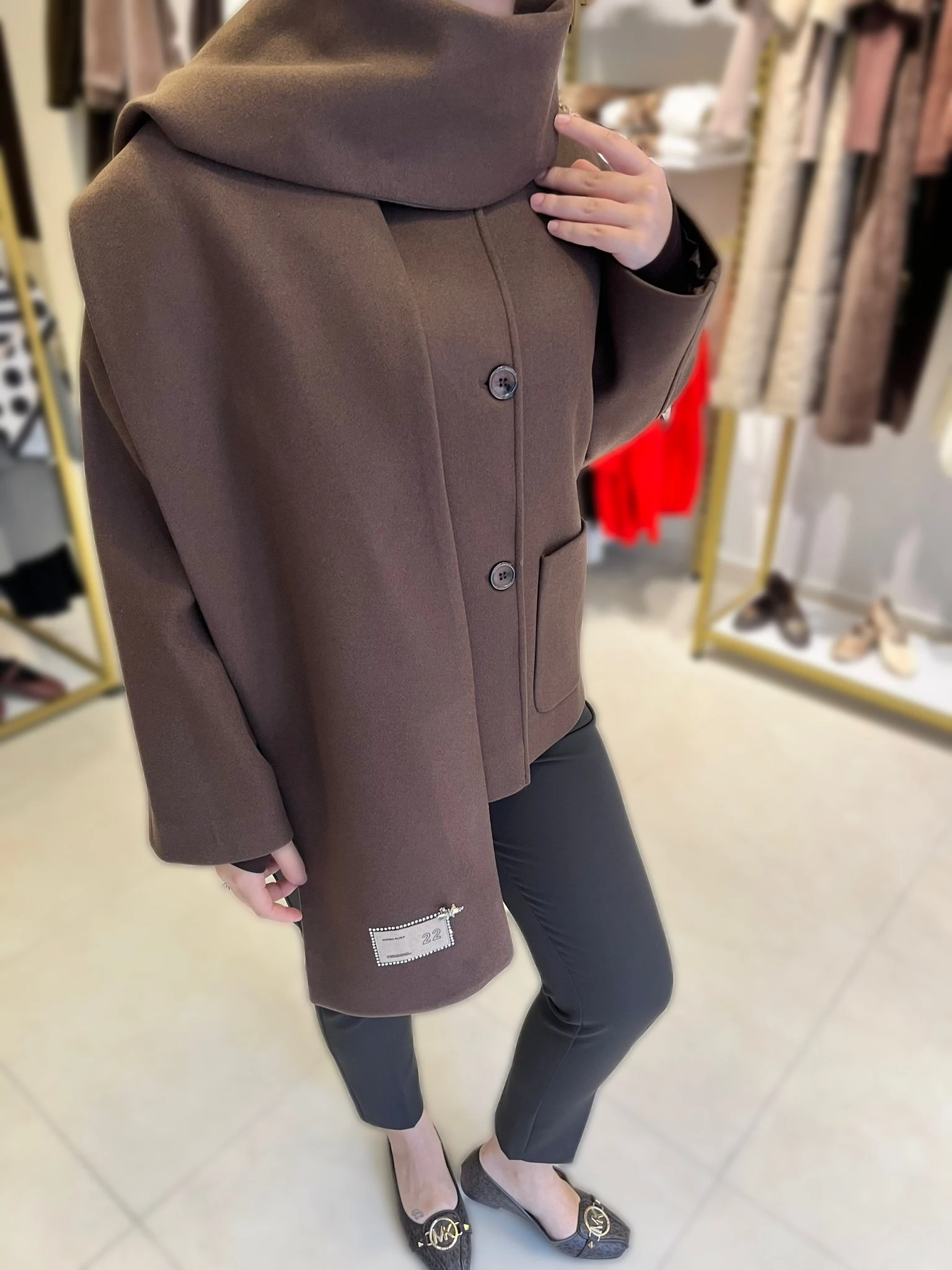 Atkı Detaylı Kahve Kaban