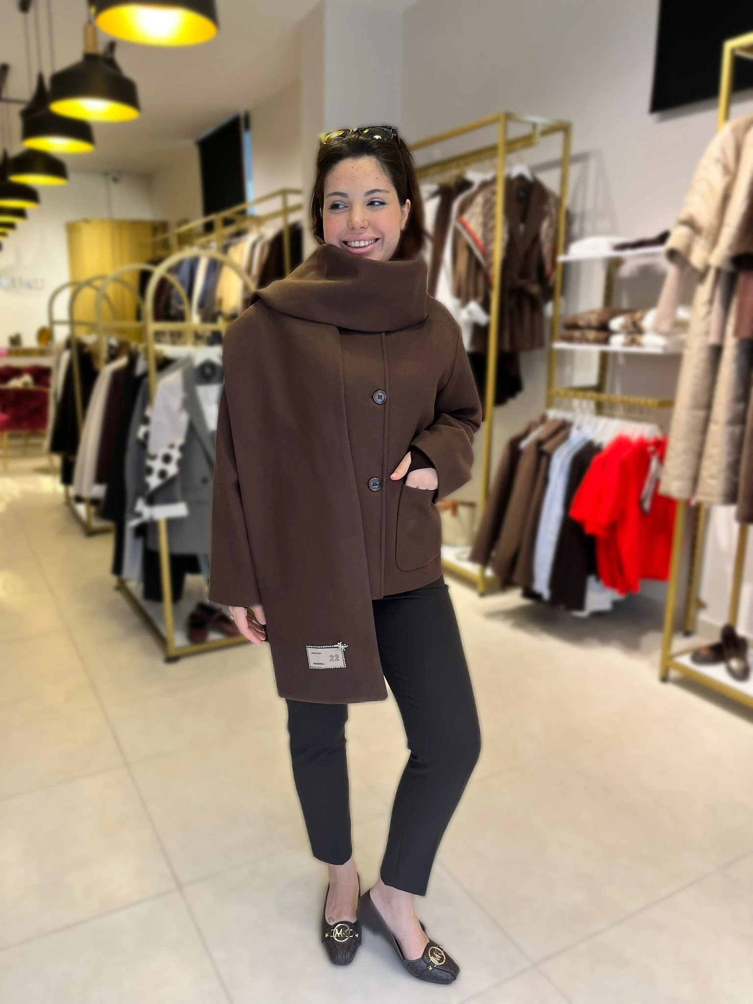 Atkı Detaylı Kahve Kaban