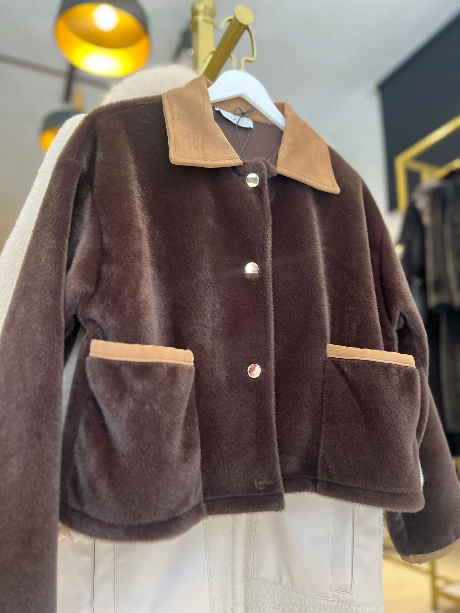 Süet Yaka Detaylı Kahve Ceket