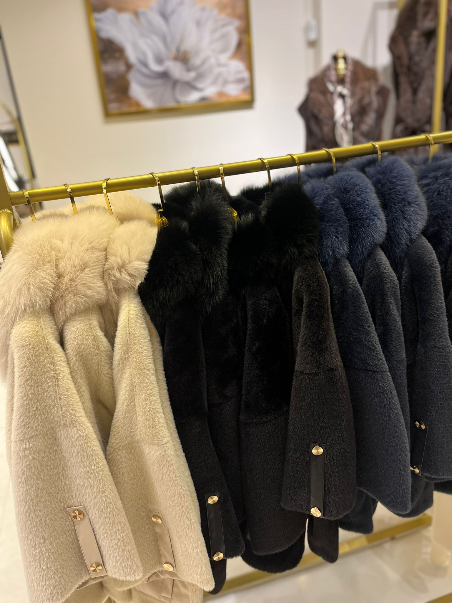 Angora Kürk Kaban Ekru