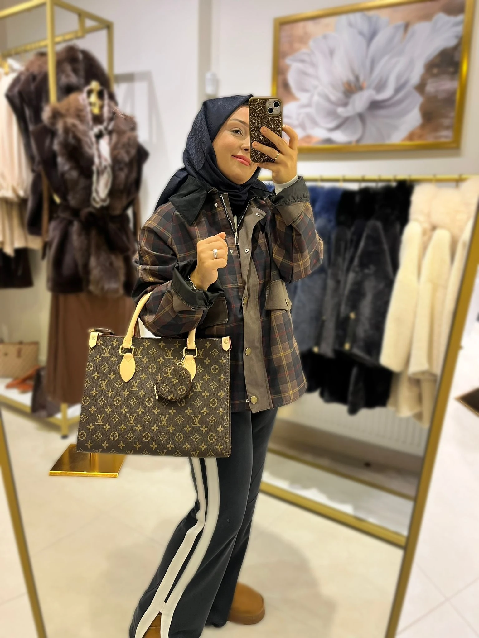 Ekose Detaylı Ceket