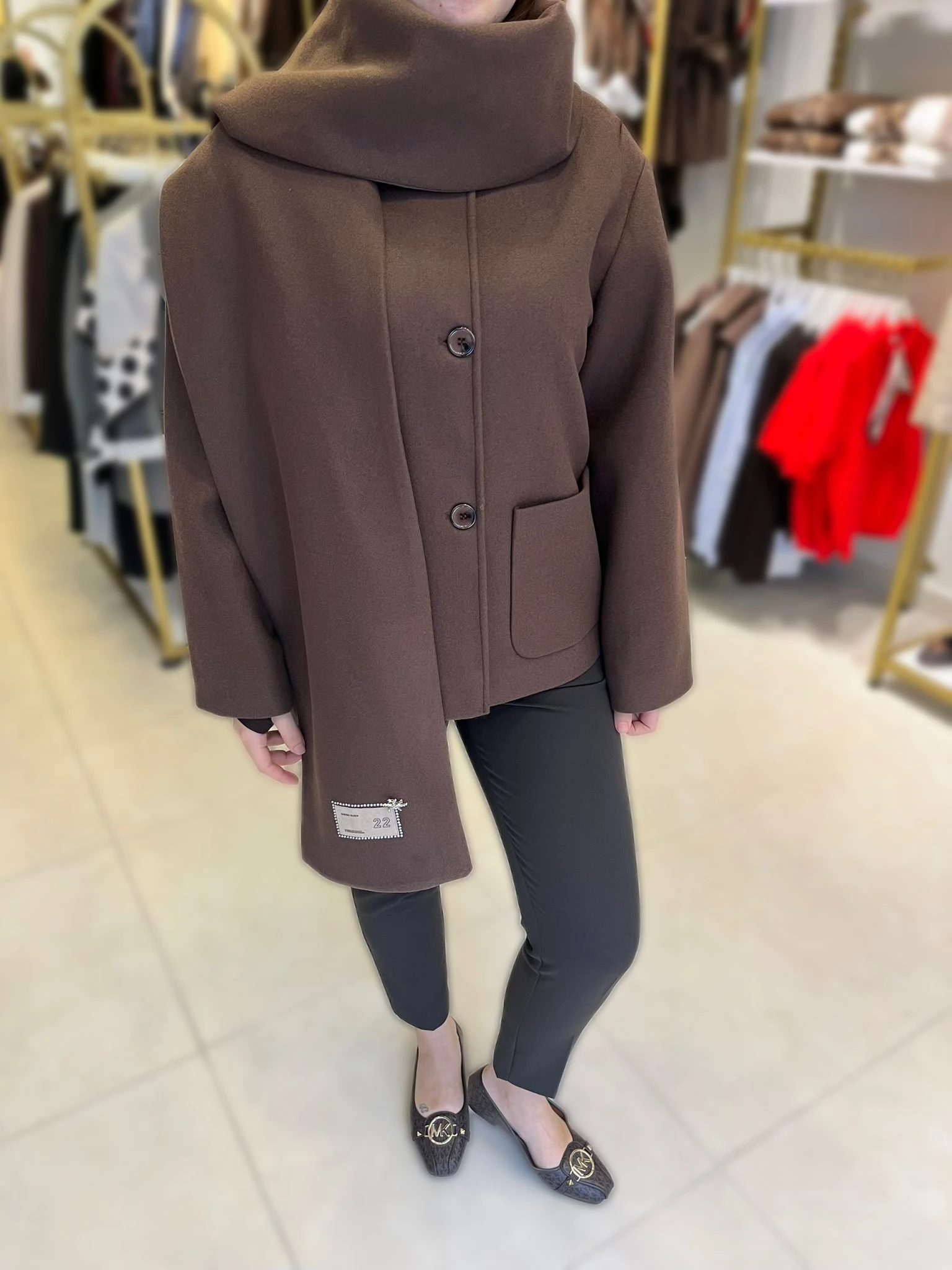 Atkı Detaylı Kahve Kaban