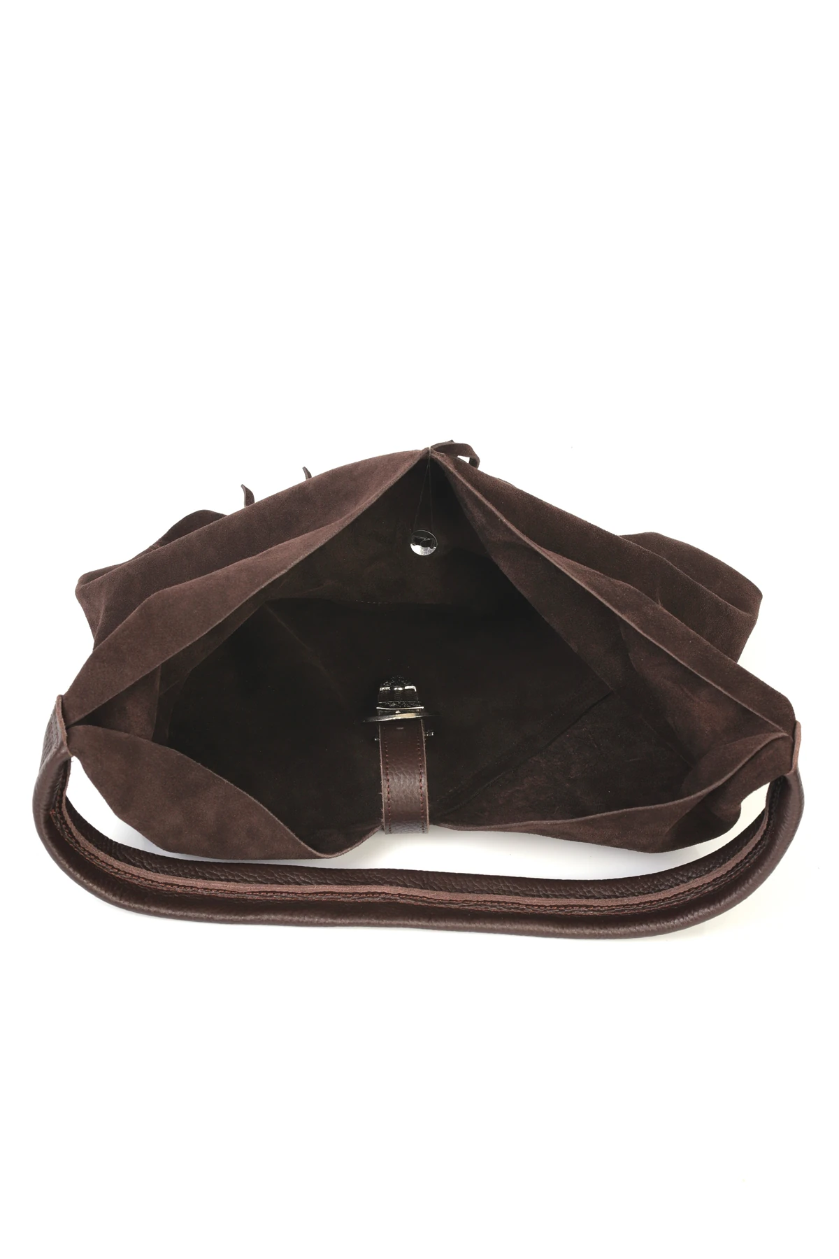 Odette Hakiki Deri Kovboy Tokalı Omuz Çantası - Kahverengi