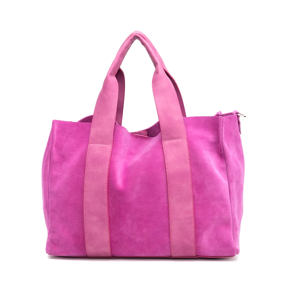 Çift Şeritli Hakiki Deri Tote Çanta