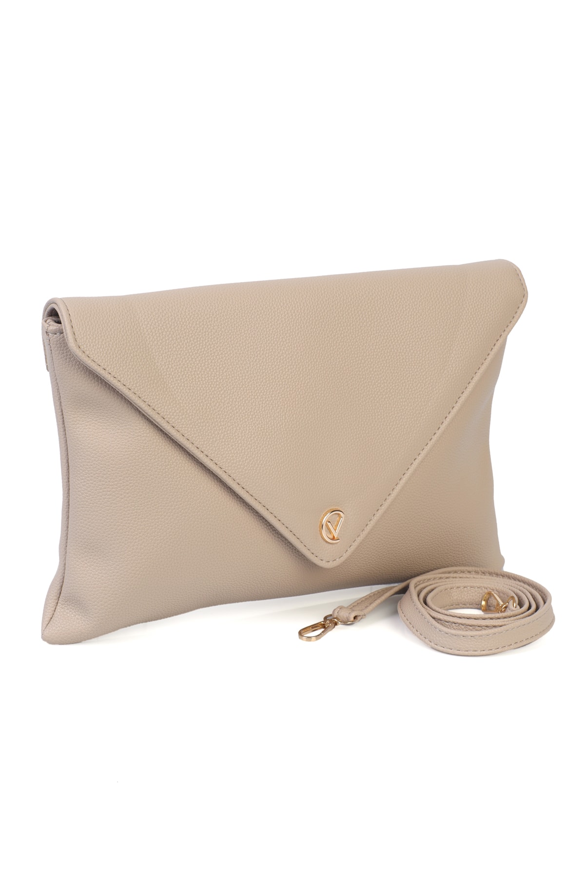 Gemma Zarf Kapaklı Clutch Çanta - Vizon
