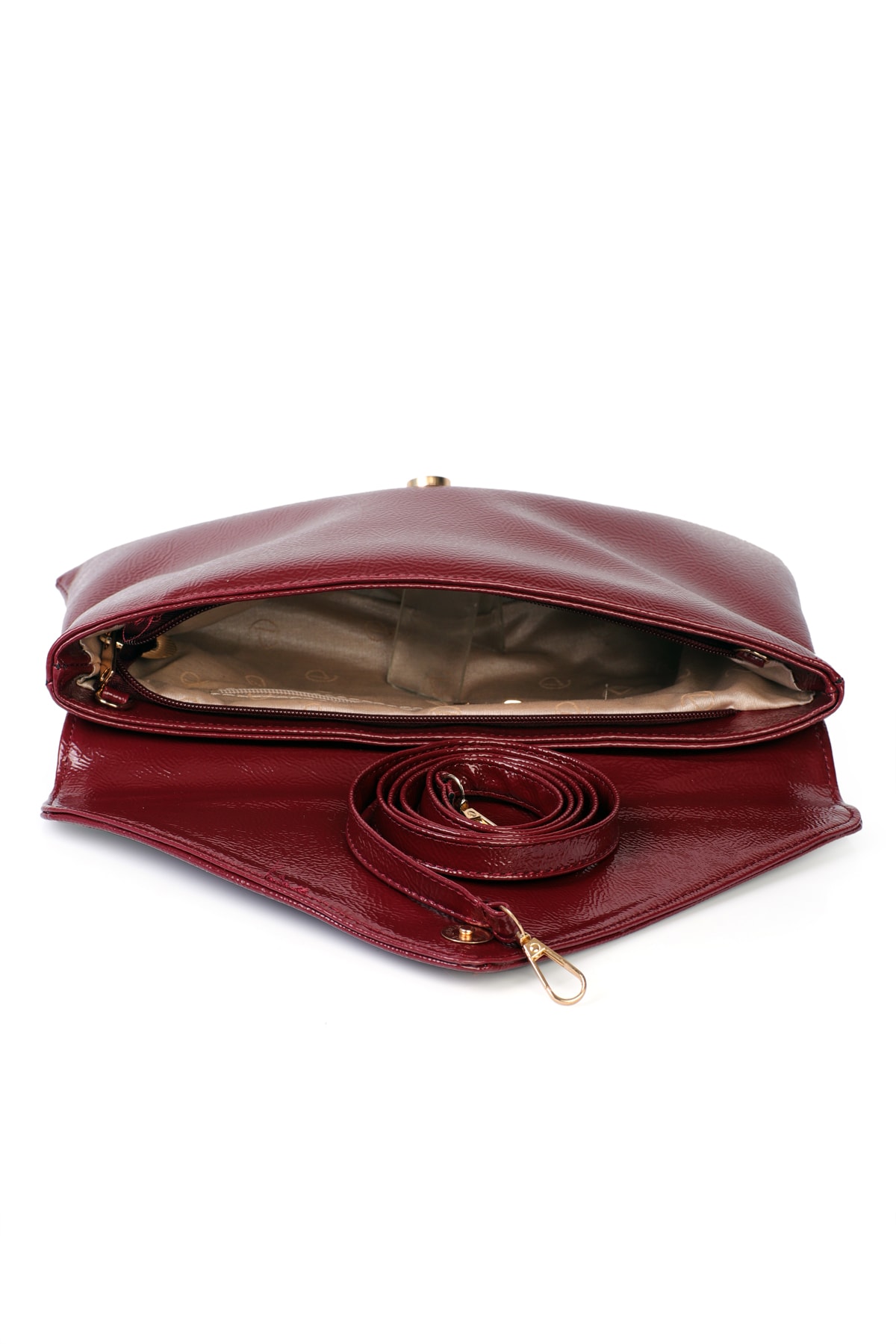 Gemma Zarf Kapaklı Clutch Çanta - Bordo Rugan