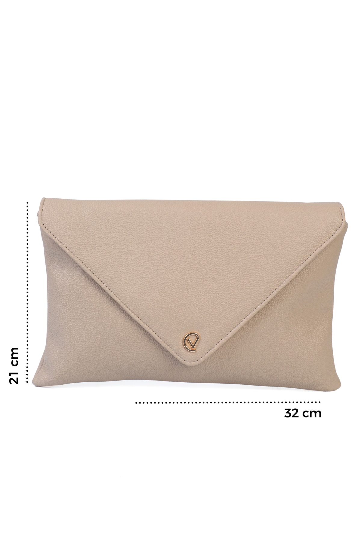 Gemma Zarf Kapaklı Clutch Çanta - Vizon