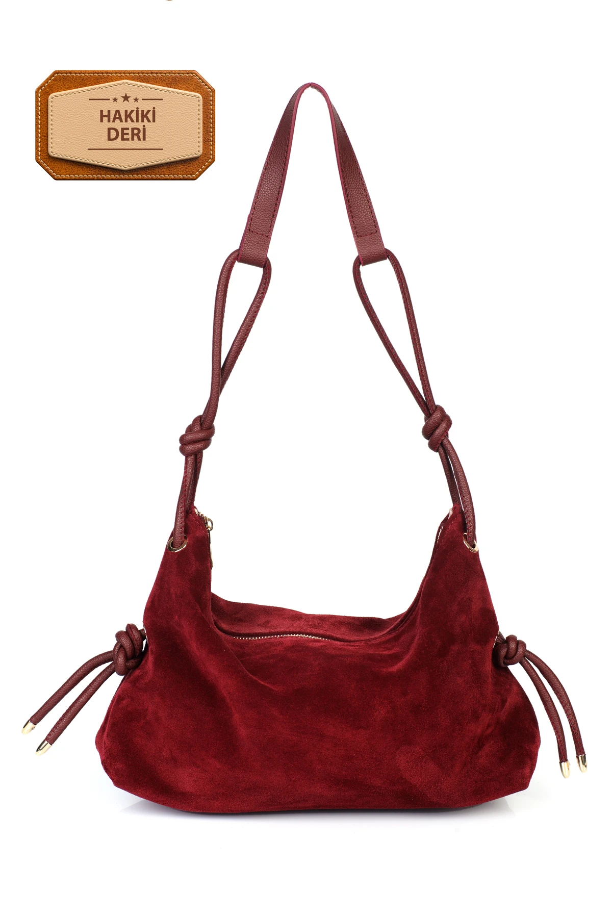 Feyre Hakiki Süet Deri Düğüm Detaylı Omuz Çantası