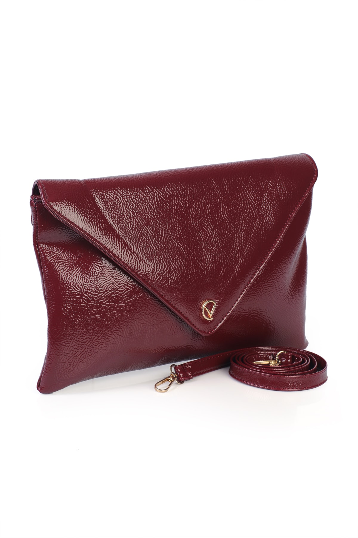 Gemma Zarf Kapaklı Clutch Çanta - Bordo Rugan