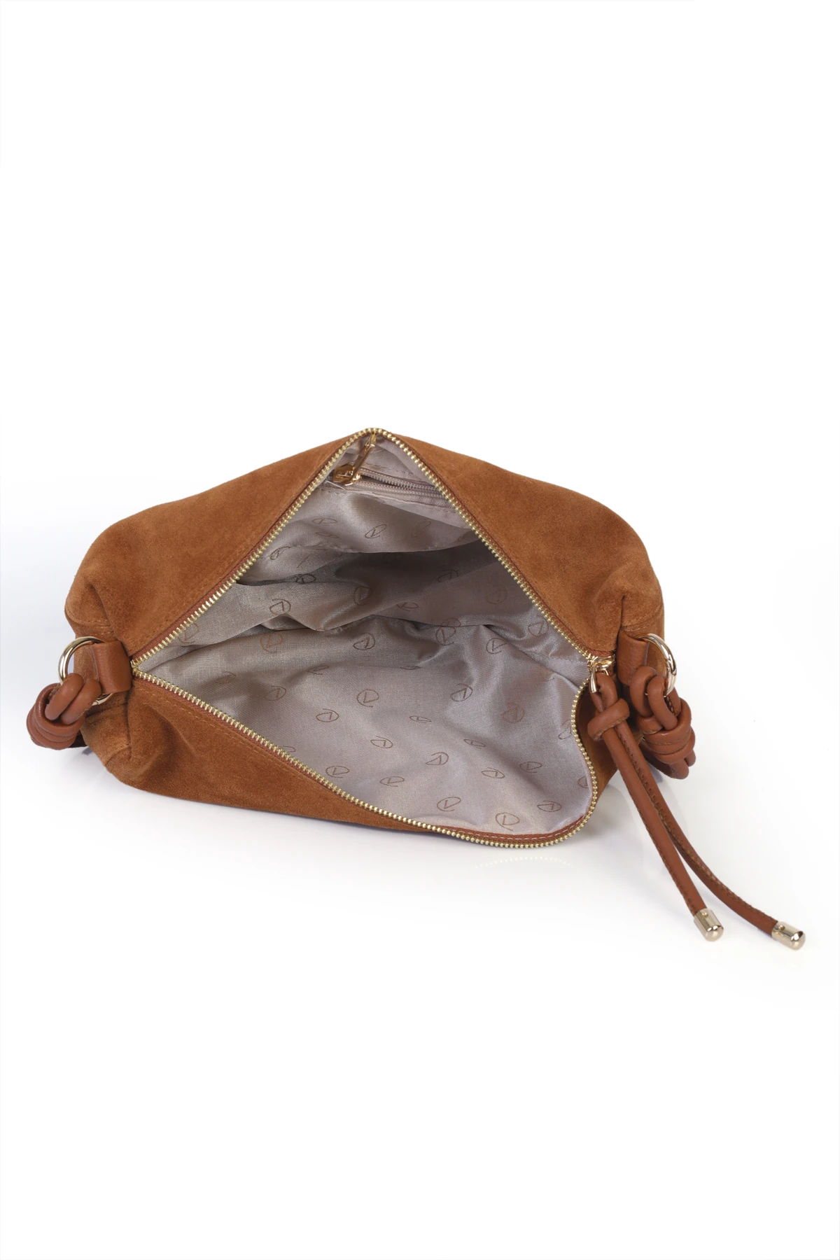 Clara Hakiki Deri Düğümlü Askılı Omuz Çantası - Taba Süet