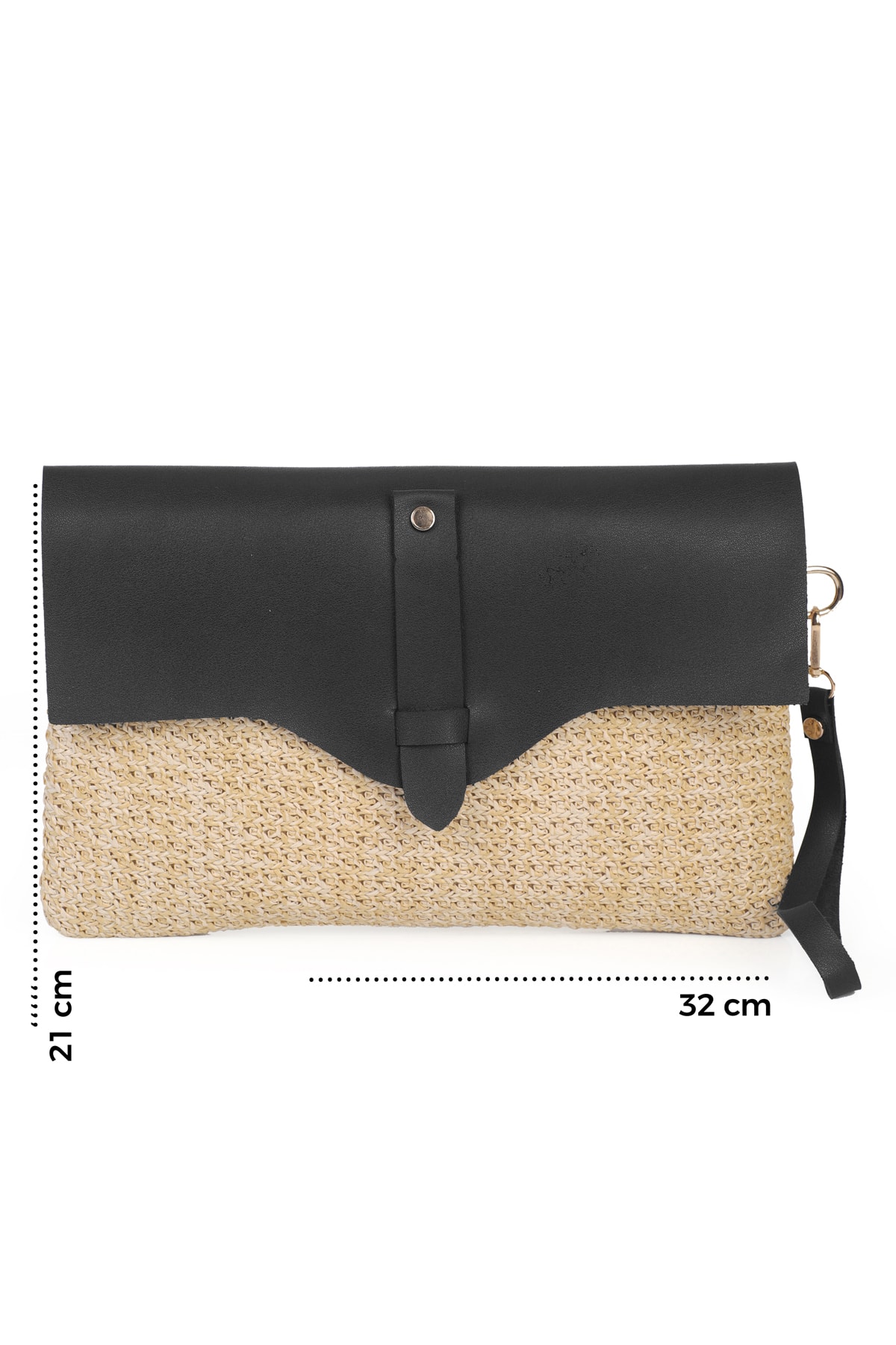 Cloe Mıknatıs Kapaklı Hasır Clutch Çanta
