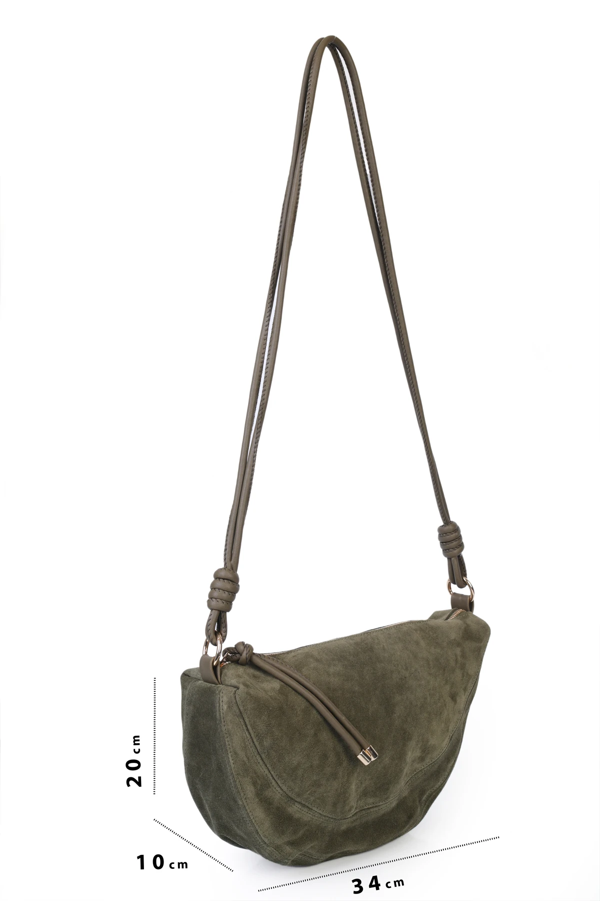 Clara Hakiki Deri Düğümlü Askılı Omuz Çantası - Haki Süet