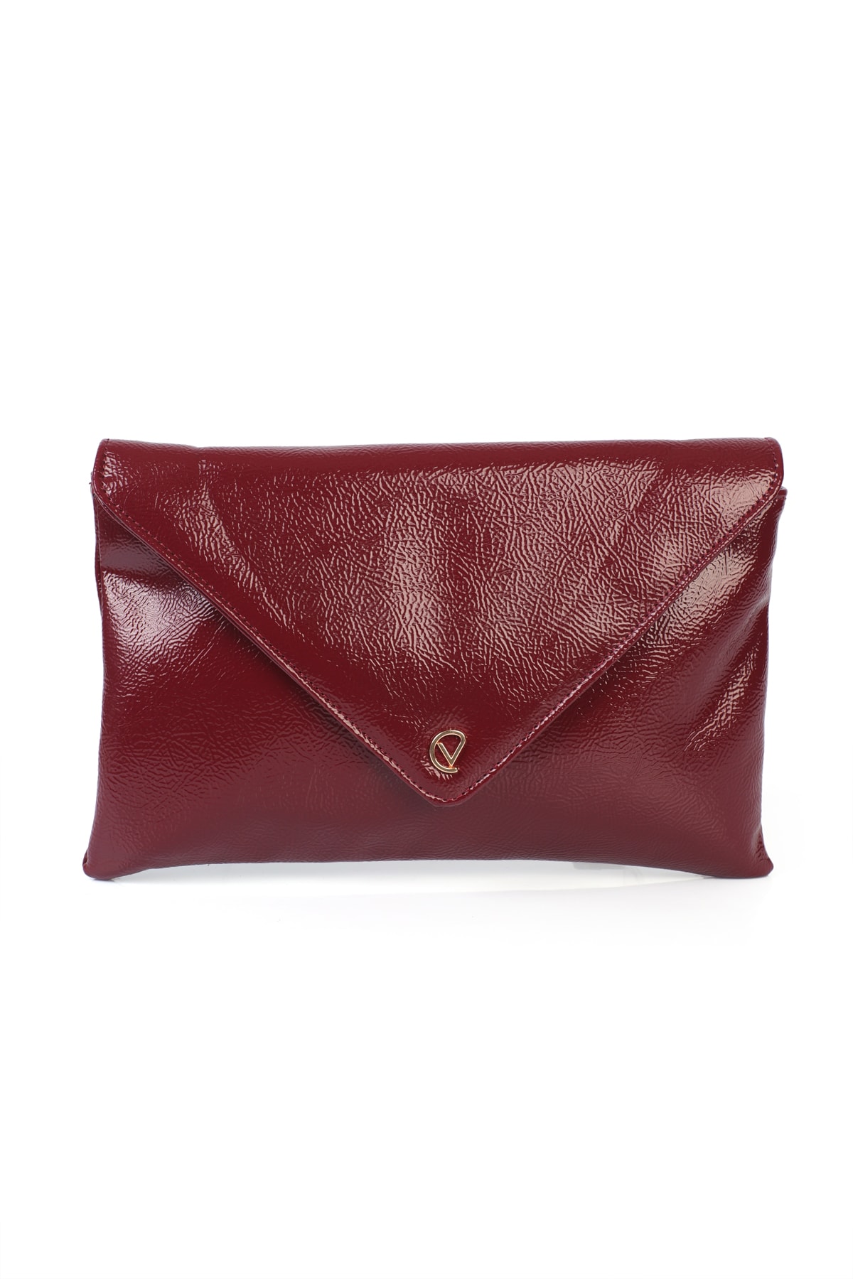 Gemma Zarf Kapaklı Clutch Çanta - Bordo Rugan