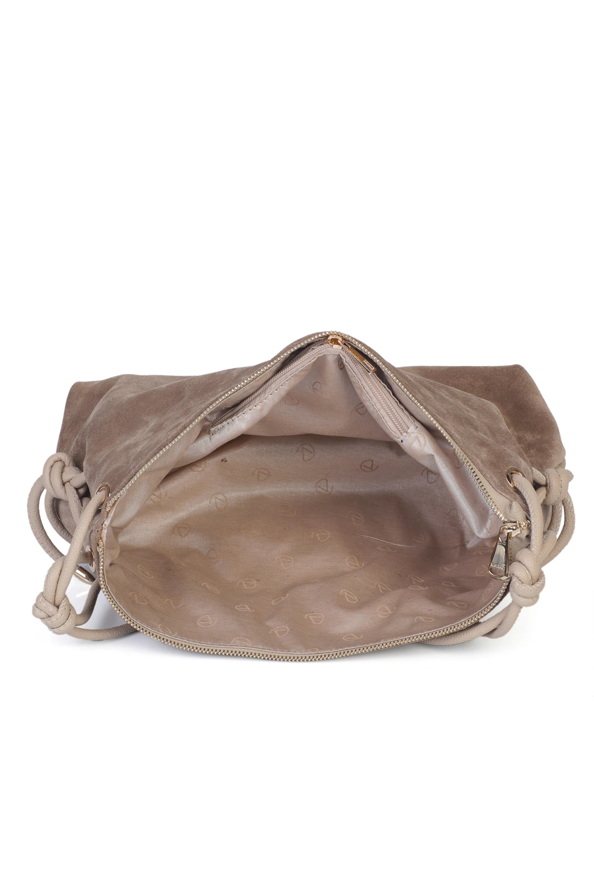 Feyre Hakiki Süet Deri Düğüm Detaylı Omuz Çantası - Vizon Süet