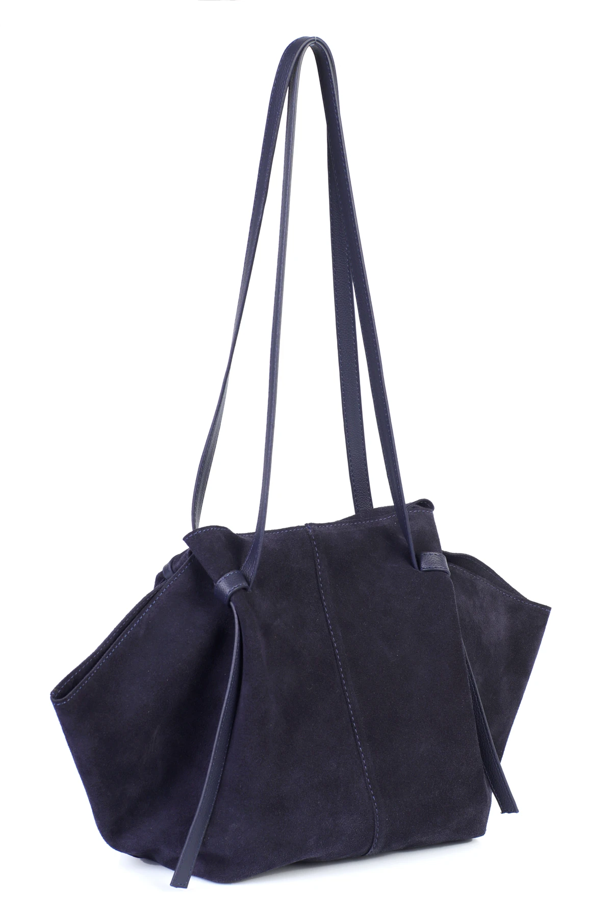 Ange Yumuşak Form Süet Tote Çanta - Lacivert Süet