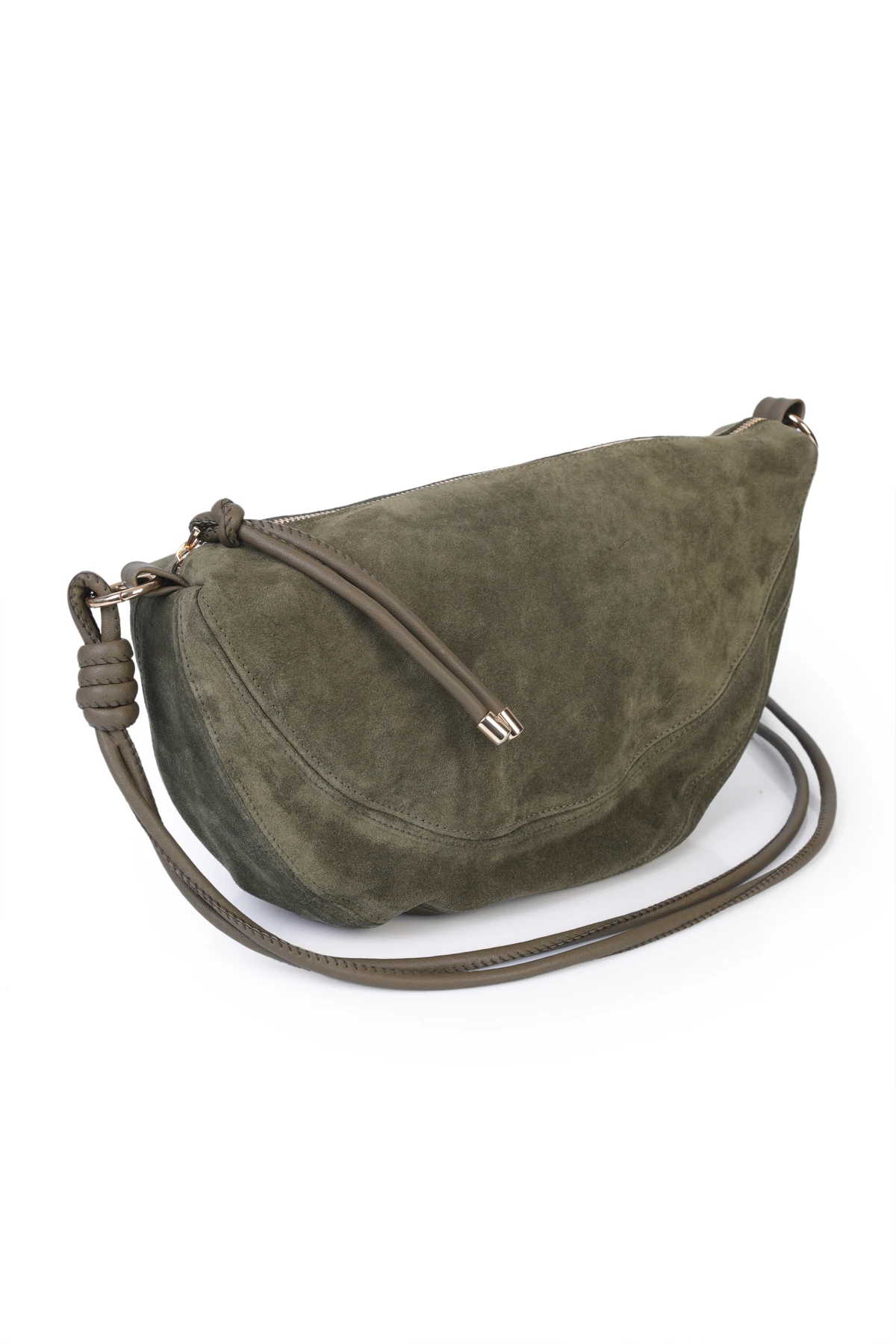 Clara Hakiki Deri Düğümlü Askılı Omuz Çantası - Haki Süet