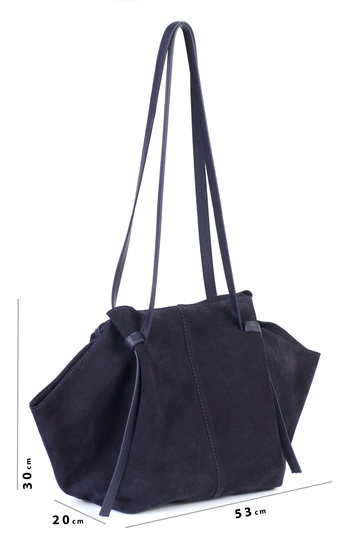 Ange Yumuşak Form Süet Tote Çanta - Lacivert Süet